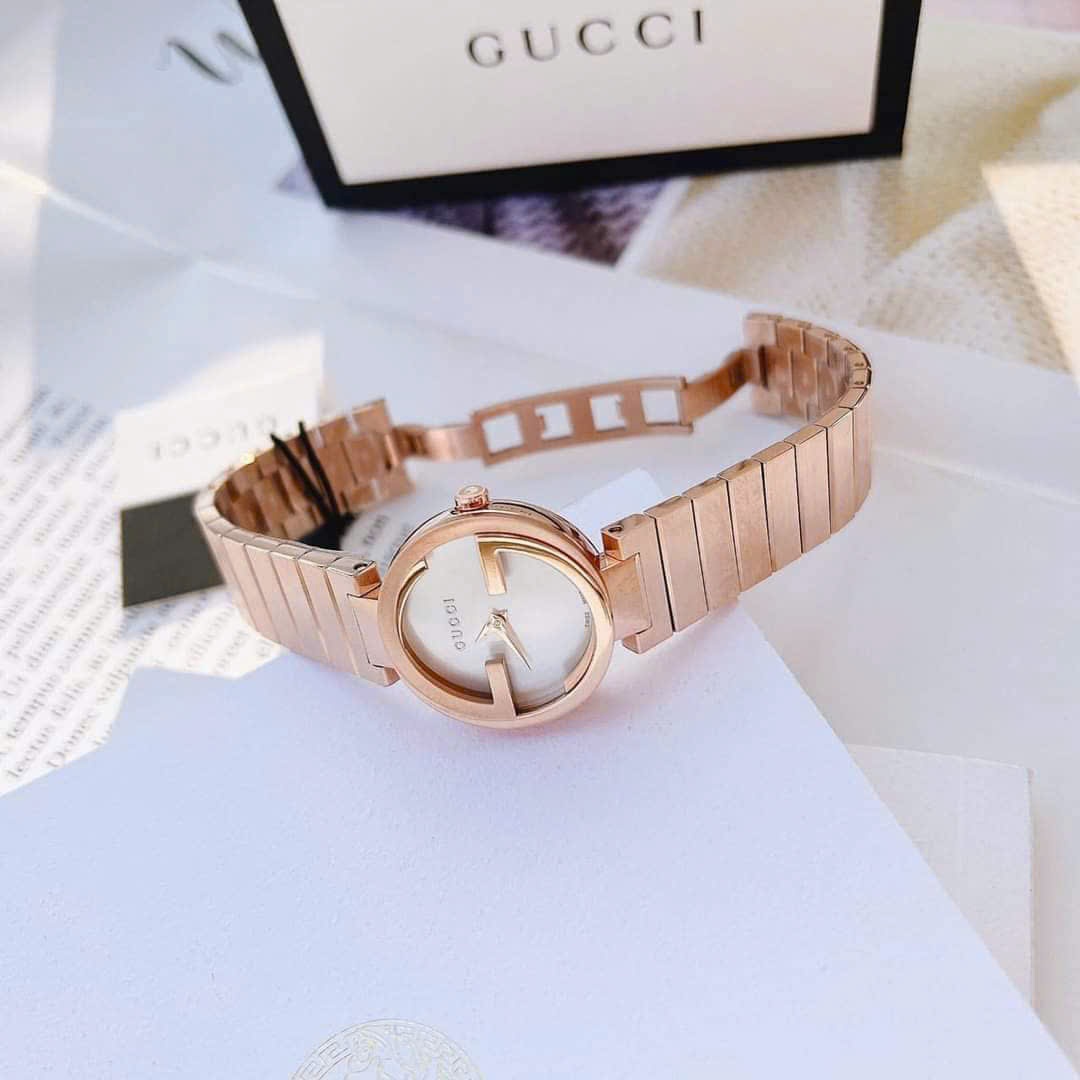 Đồng Hồ Gucci Interlocking |Nữ Giới |Mặt Trắng |Dây Kim Loại Rose Gold |Máy Pin (Quartz) |Size 36mm |donghogiatot.vn