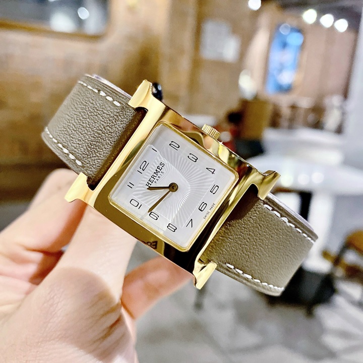 Đồng Hồ Hermes Heure H Vàng Gold |Nữ Giới |Mặt Vuông |Dây Da |Máy Pin (Quartz) |Donghogiatot.vn