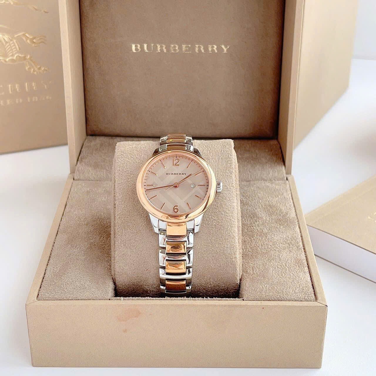 Đồng Hồ Burberry The Classic Round |Nữ Giới |Mặt Tròn |Dây Kim Loại Demi Rose Gold |Máy Pin (Quartz) |Size 32mm |donghogiatot.vn