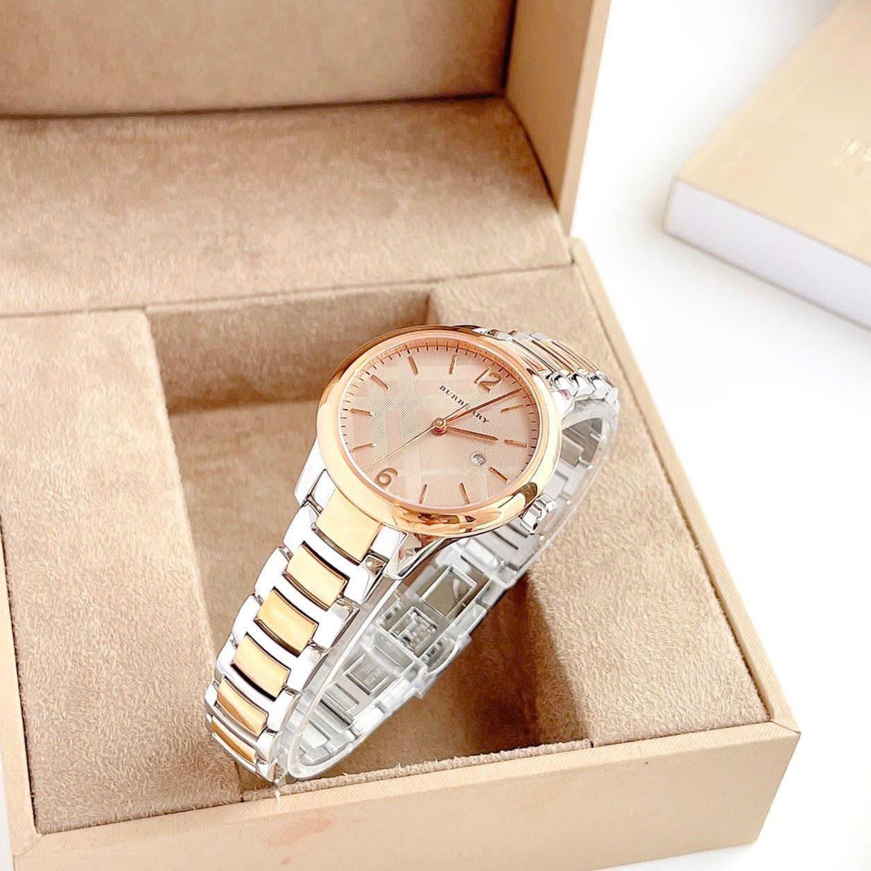 Đồng Hồ Burberry The Classic Round |Nữ Giới |Mặt Tròn |Dây Kim Loại Demi Rose Gold |Máy Pin (Quartz) |Size 32mm |donghogiatot.vn