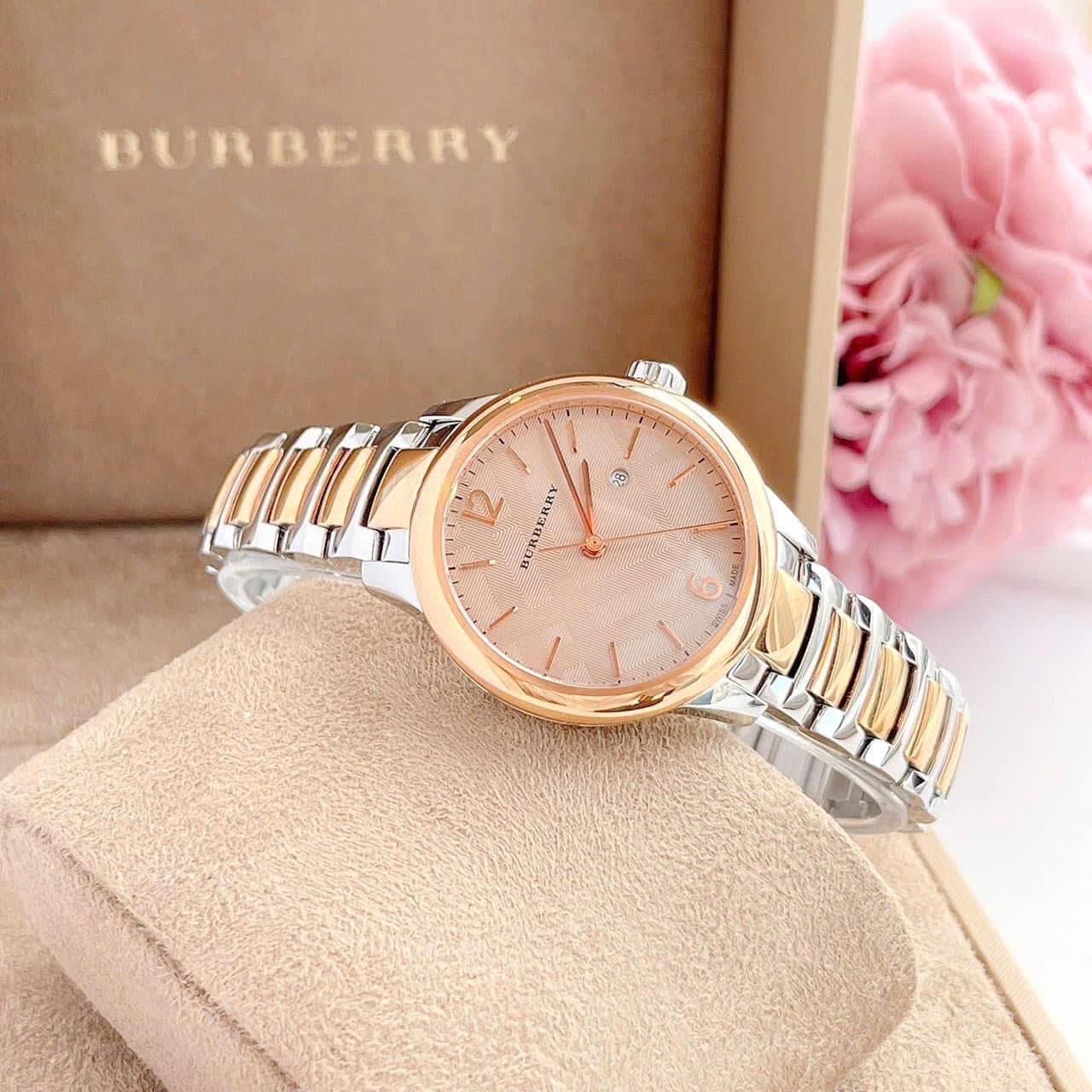 Đồng Hồ Burberry The Classic Round |Nữ Giới |Mặt Tròn |Dây Kim Loại Demi Rose Gold |Máy Pin (Quartz) |Size 32mm |donghogiatot.vn