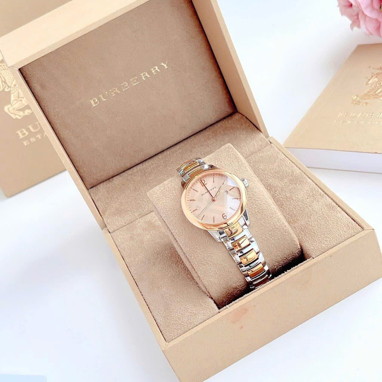 Đồng Hồ Burberry The Classic Round |Nữ Giới |Mặt Tròn |Dây Kim Loại Demi Rose Gold |Máy Pin (Quartz) |Size 32mm |donghogiatot.vn