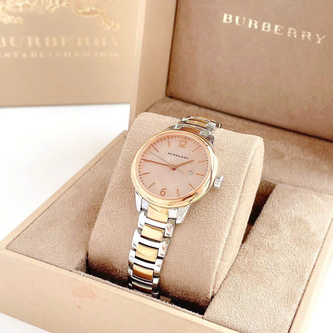 Đồng Hồ Burberry The Classic Round |Nữ Giới |Mặt Tròn |Dây Kim Loại Demi Rose Gold |Máy Pin (Quartz) |Size 32mm |donghogiatot.vn
