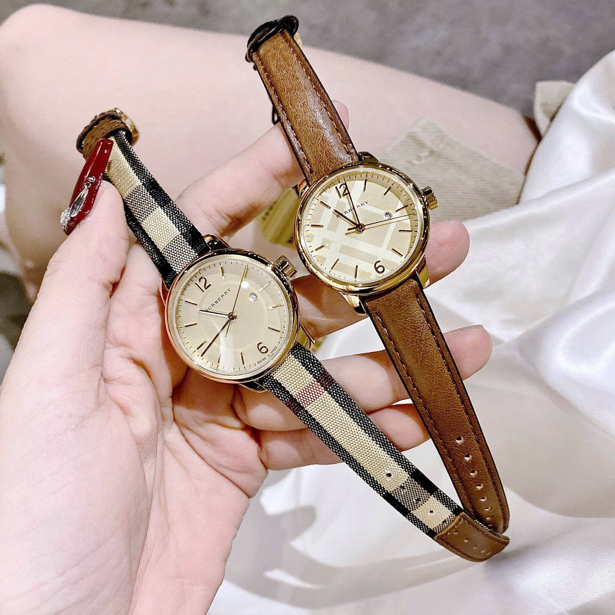 Đồng Hồ Burberry The Classic Round |Nữ Giới |Vàng Gold |Dây Da Nâu |Máy Pin (Quartz) |Size 32mm |donghogiatot.vn