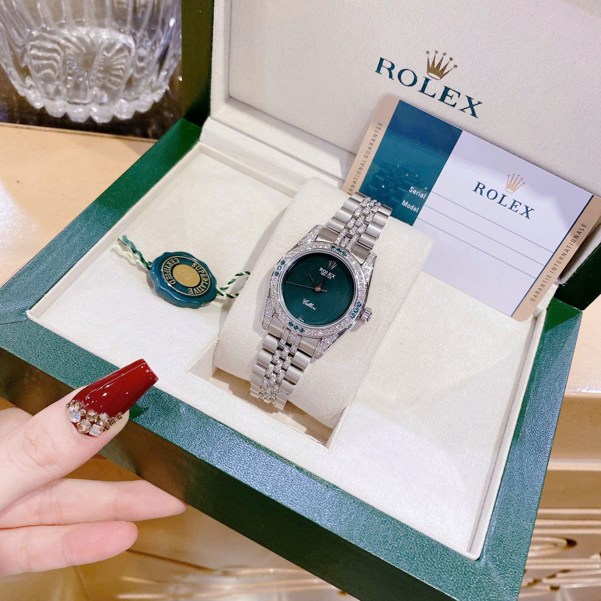 Đồng Hồ Rolex Cellini |Nữ Giới |Mặt Tròn Xanh Lá |Đính Đá |Dây Kim Loại |Máy Pin (Máy Quartz) |Size 34mm |donghogiatot.vn