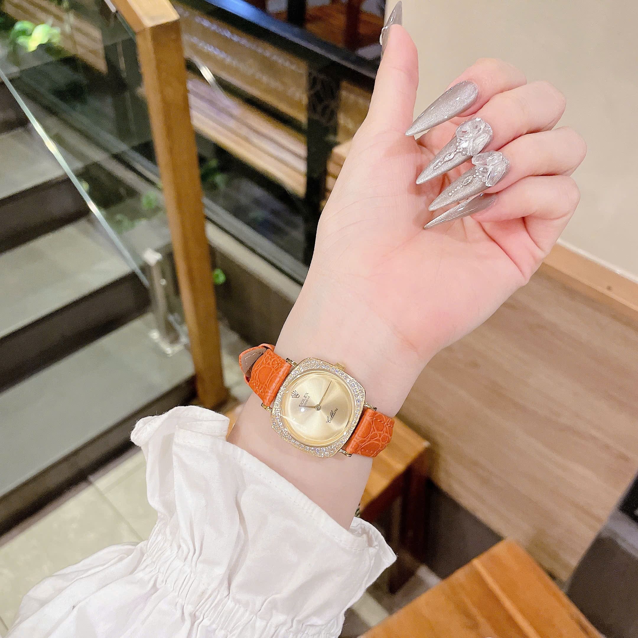 Đồng Hồ Rolex Cellini |Nữ Giới |Mặt Vuông |Vàng Gold |Dây Da Cam |Máy Pin (Máy Quartz) |Size 33mm |donghogiatot.vn