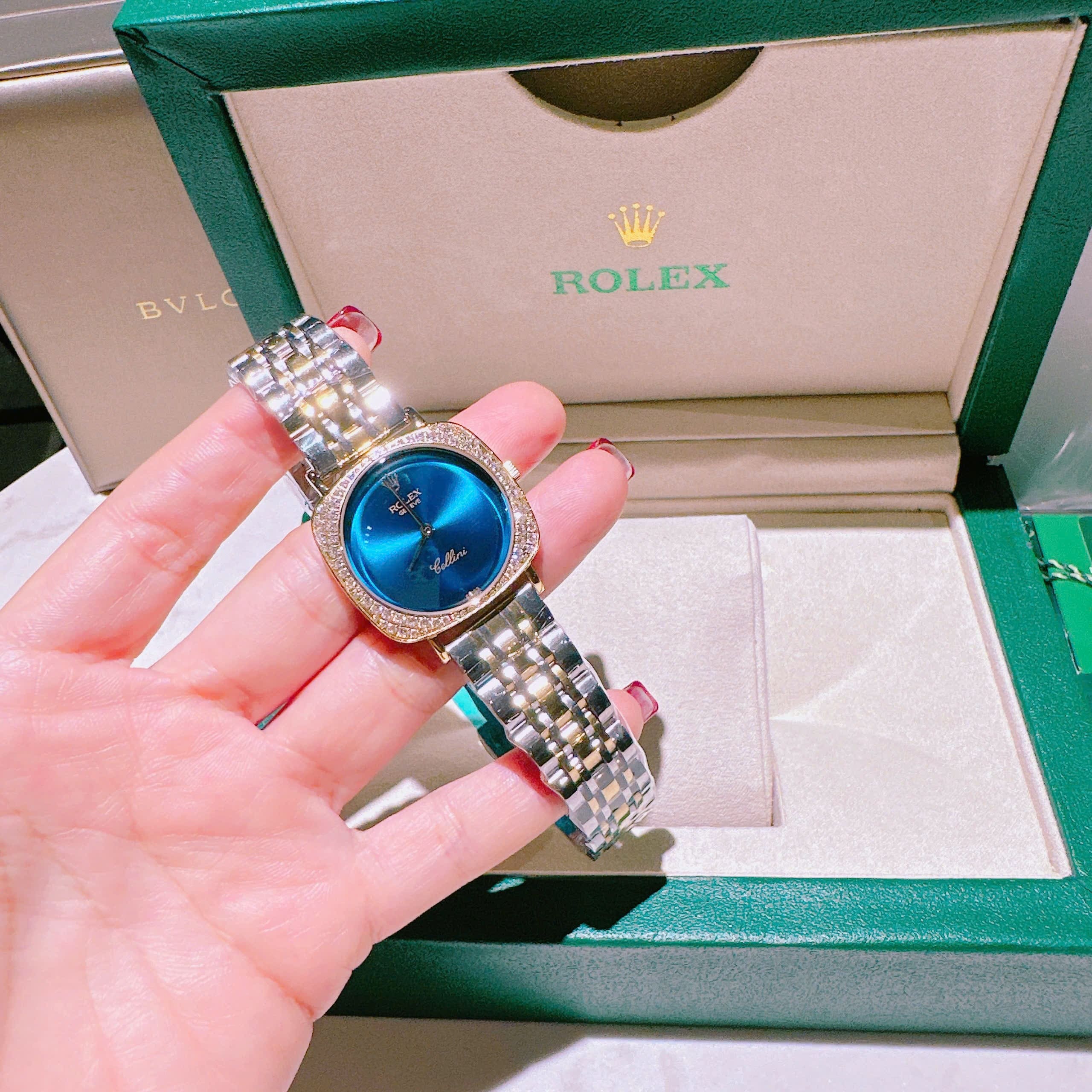 Đồng Hồ Rolex Cellini |Nữ Giới |Mặt Vuông |Xanh Dương |Dây Kim Loại Demi Vàng |Máy Pin (Máy Quartz) |Size 33mm |donghogiatot.vn
