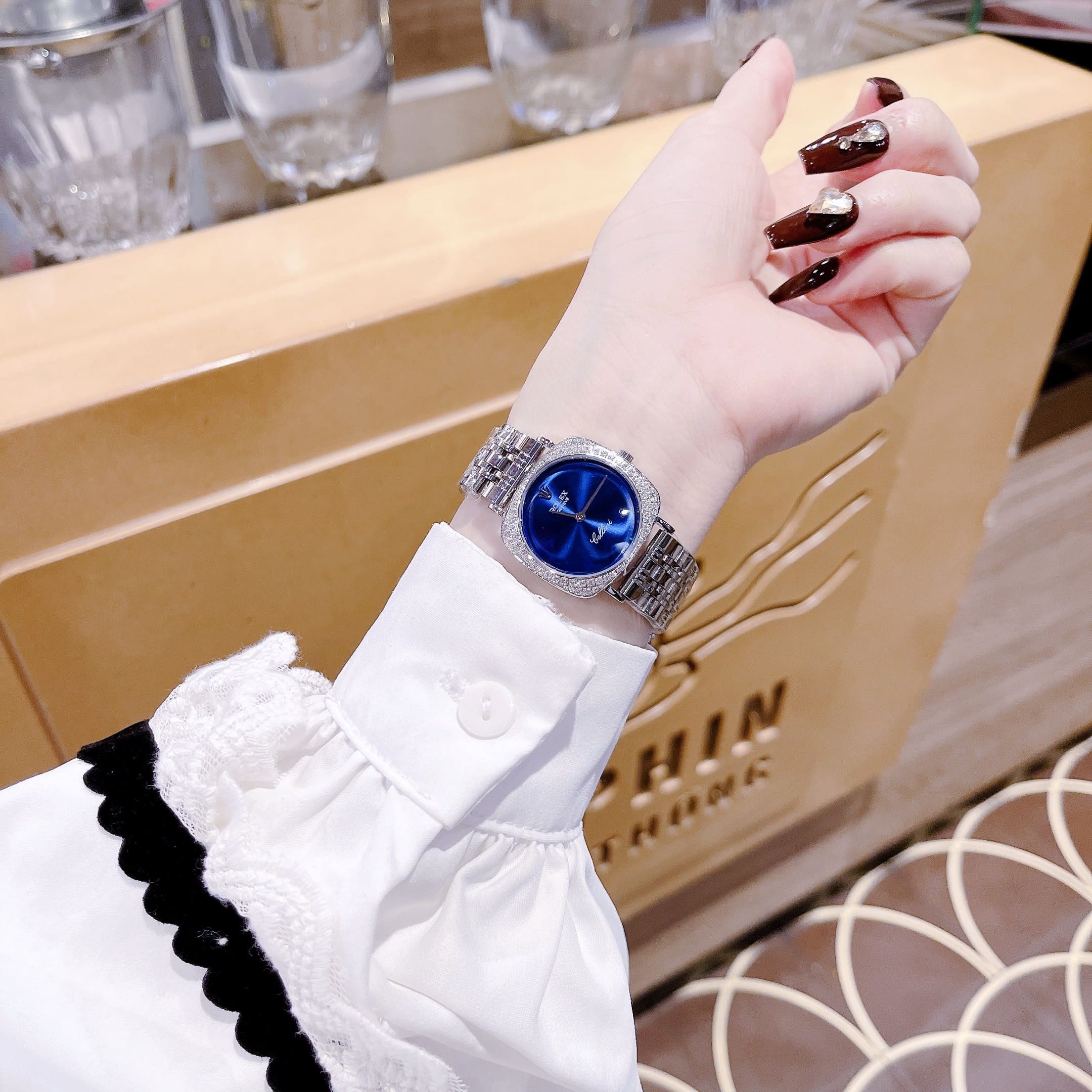 Đồng Hồ Rolex Cellini |Nữ Giới |Mặt Vuông |Xanh Dương |Dây Kim Loại |Máy Pin (Máy Quartz) |Size 33mm |donghogiatot.vn