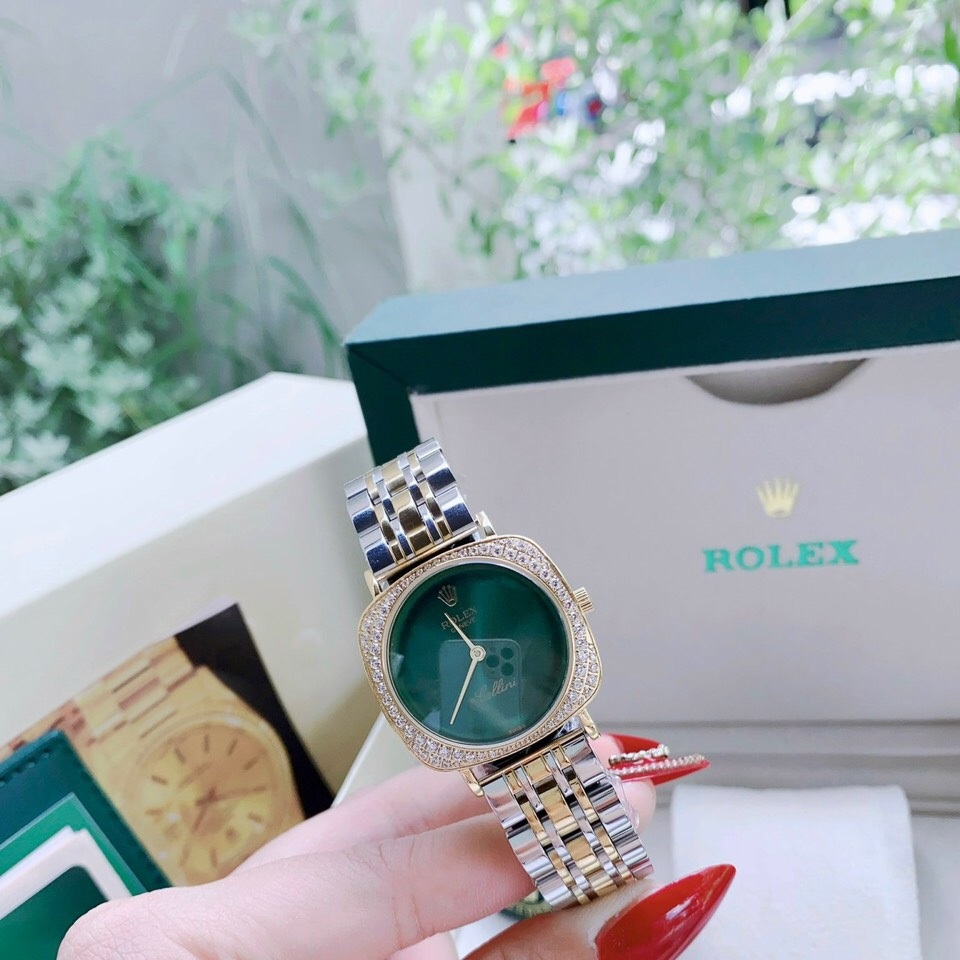 Đồng Hồ Rolex Cellini |Nữ Giới |Mặt Vuông |Xanh Lá |Dây Kim Loại Demi Vàng |Máy Pin (Máy Quartz) |Size 33mm |donghogiatot.vn