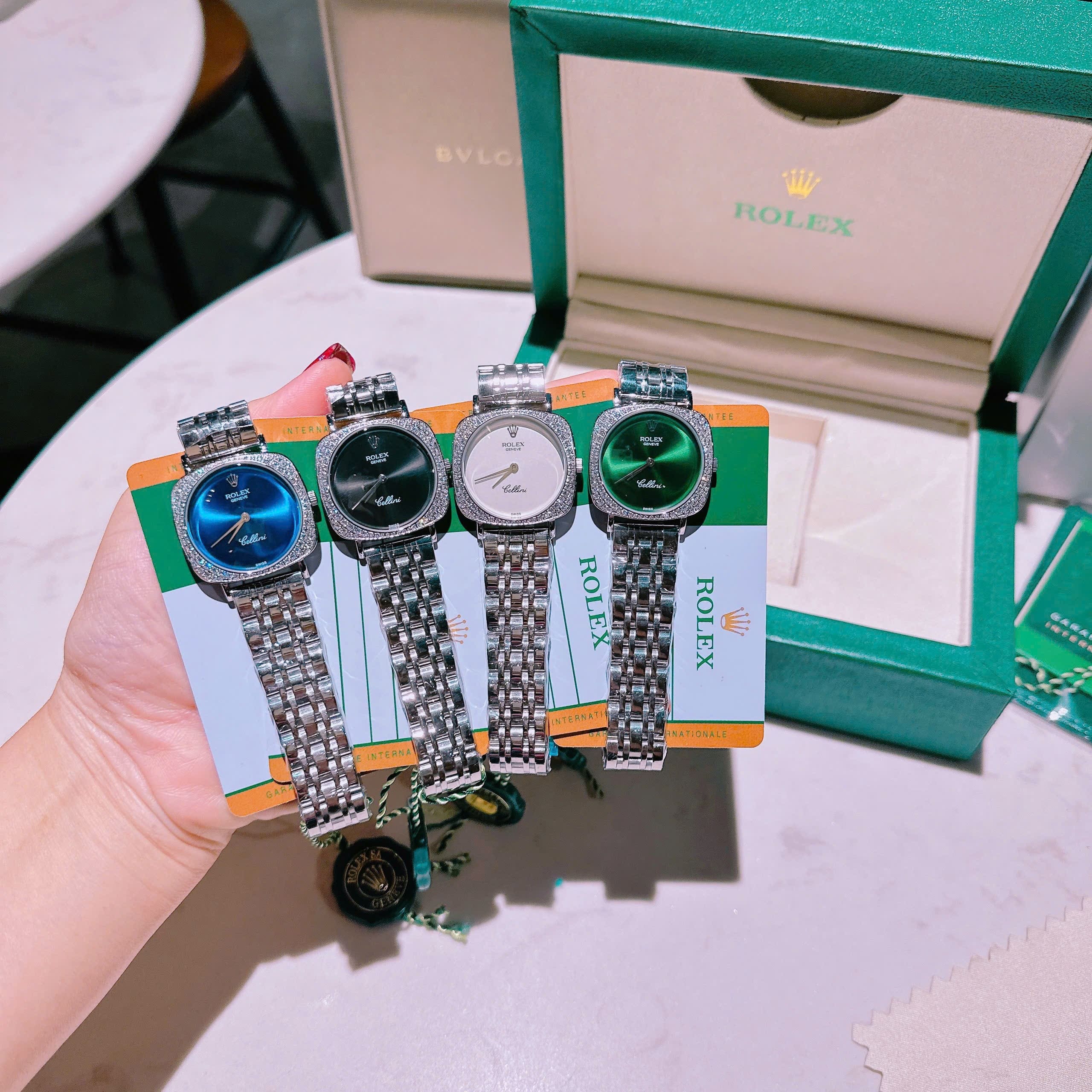 Đồng Hồ Rolex Cellini |Nữ Giới |Mặt Vuông |Xanh Lá |Đính Đá |Dây Kim Loại |Máy Pin (Máy Quartz) |Size 33mm |donghogiatot.vn