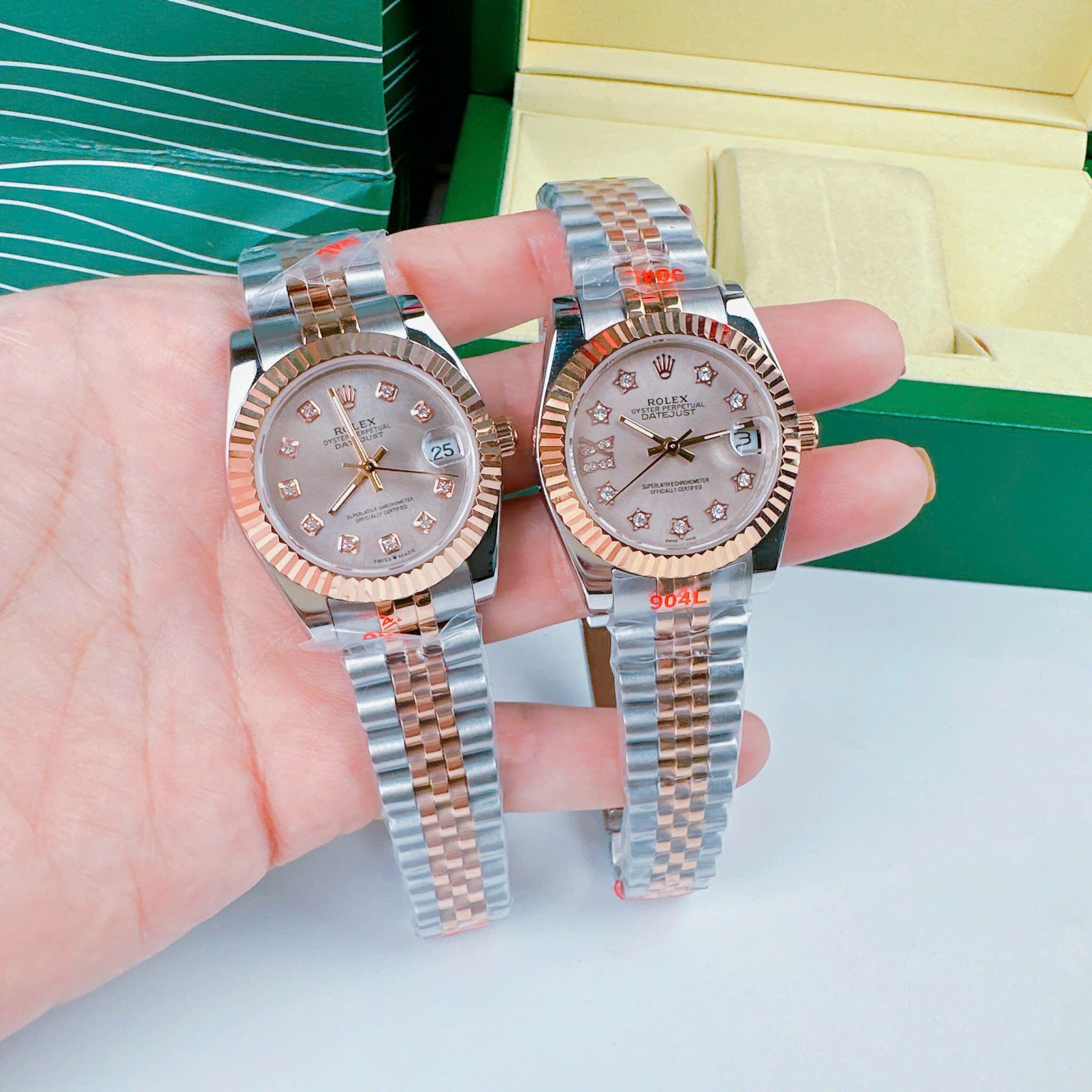 Đồng Hồ Rolex Niềng Khía |Nữ Giới |Hồng Nhạt |Dây Kim Loại Demi Rose Gold |Máy Pin (Máy Quartz) |Size 31mm |donghogiatot.vn