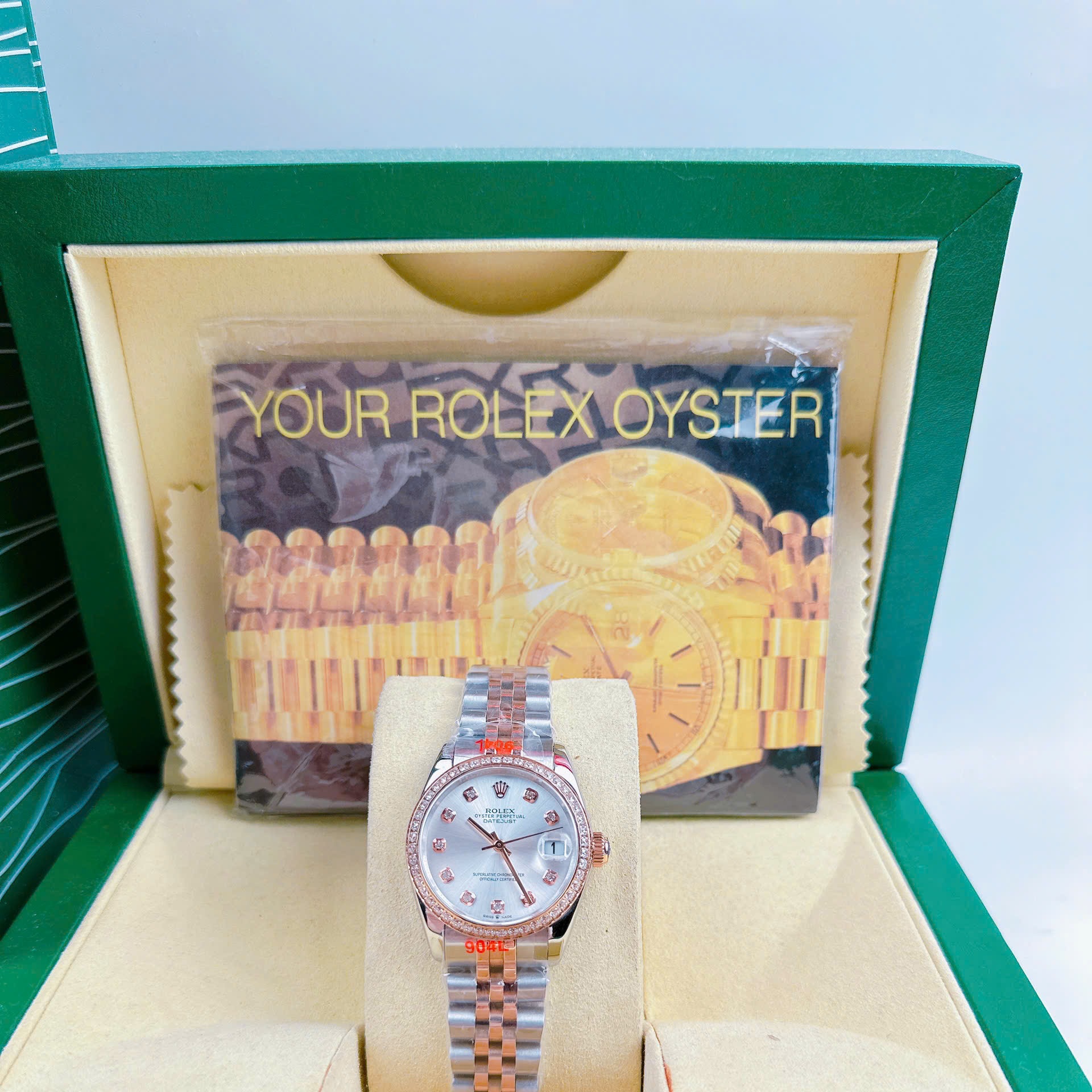 Đồng Hồ Rolex Đính Đá |Nữ Giới |Mặt Trắng |Dây Kim Loại Trắng Demi Rose |Máy Pin (Máy Quartz) |Size 31mm |donghogiatot.vn