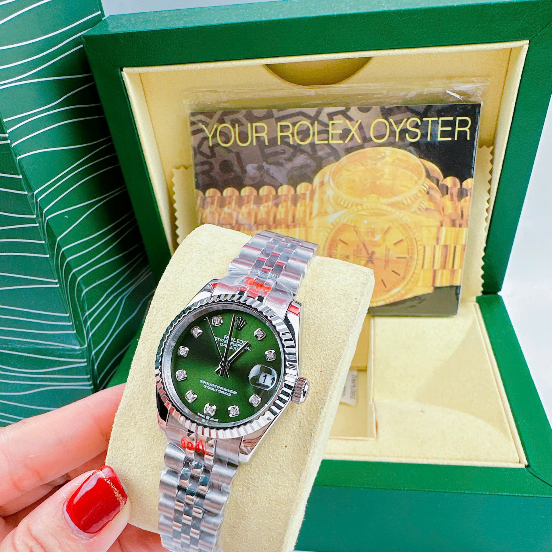 Đồng Hồ Rolex Niềng Khía |Nữ Giới |Xanh Lá |Dây Kim Loại Trắng Silver |Máy Pin (Máy Quartz) |Size 31mm |donghogiatot.vn