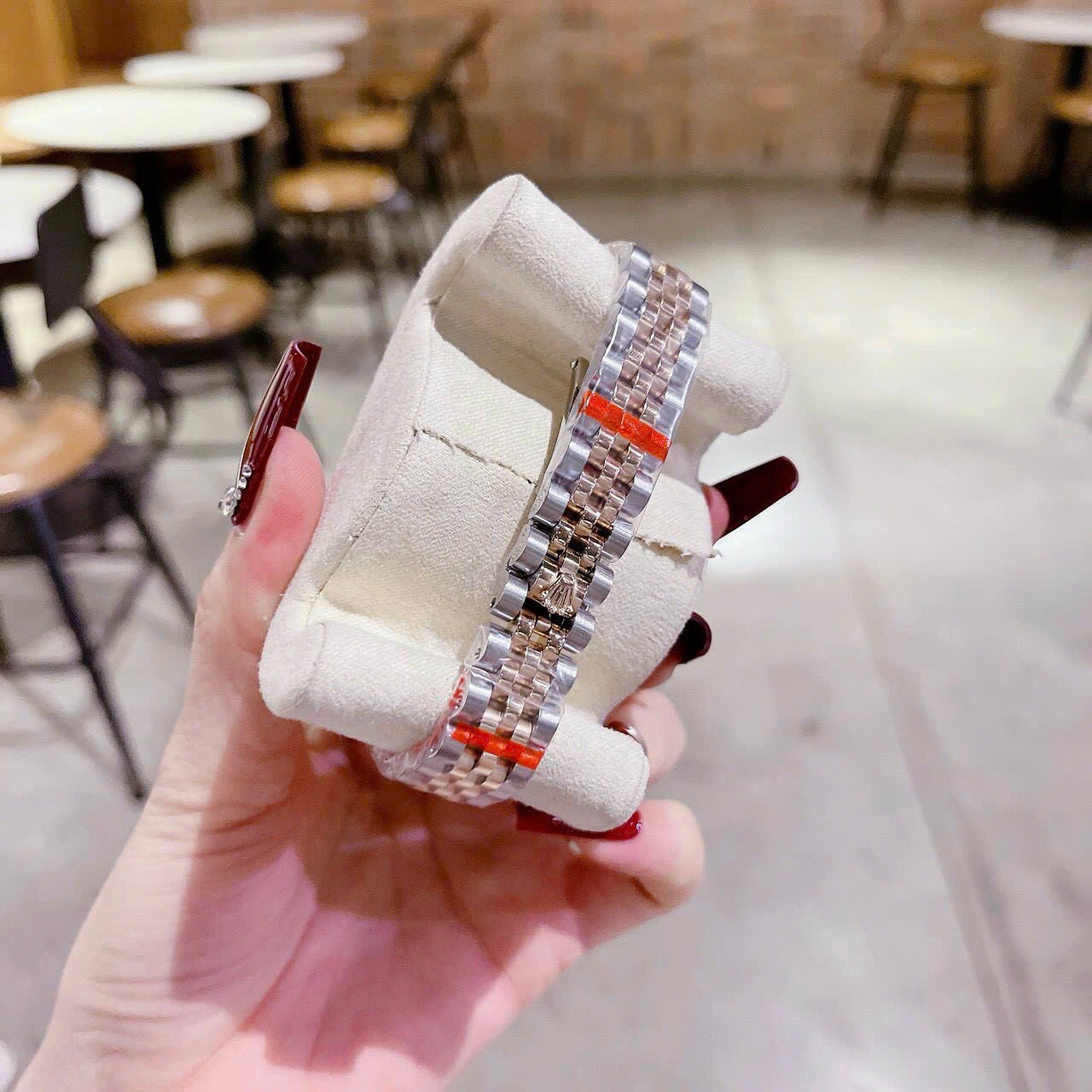 Đồng Hồ Rolex Đính Đá |Nữ Giới |Mặt Xanh Dương |Dây Kim Loại Demi Rose Gold |Máy Pin (Máy Quartz) |Size 31mm |donghogiatot.vn