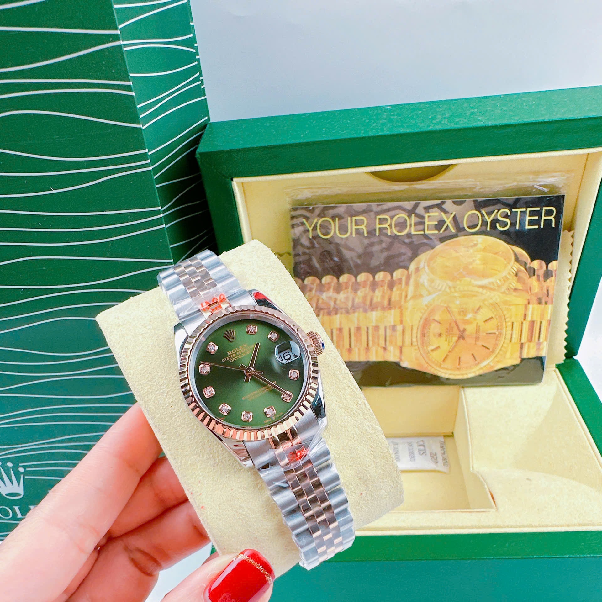 Đồng Hồ Rolex Niềng Khía |Nữ Giới |Xanh Lá |Dây Kim Loại Demi Rose |Máy Pin (Máy Quartz) |Size 31mm |donghogiatot.vn