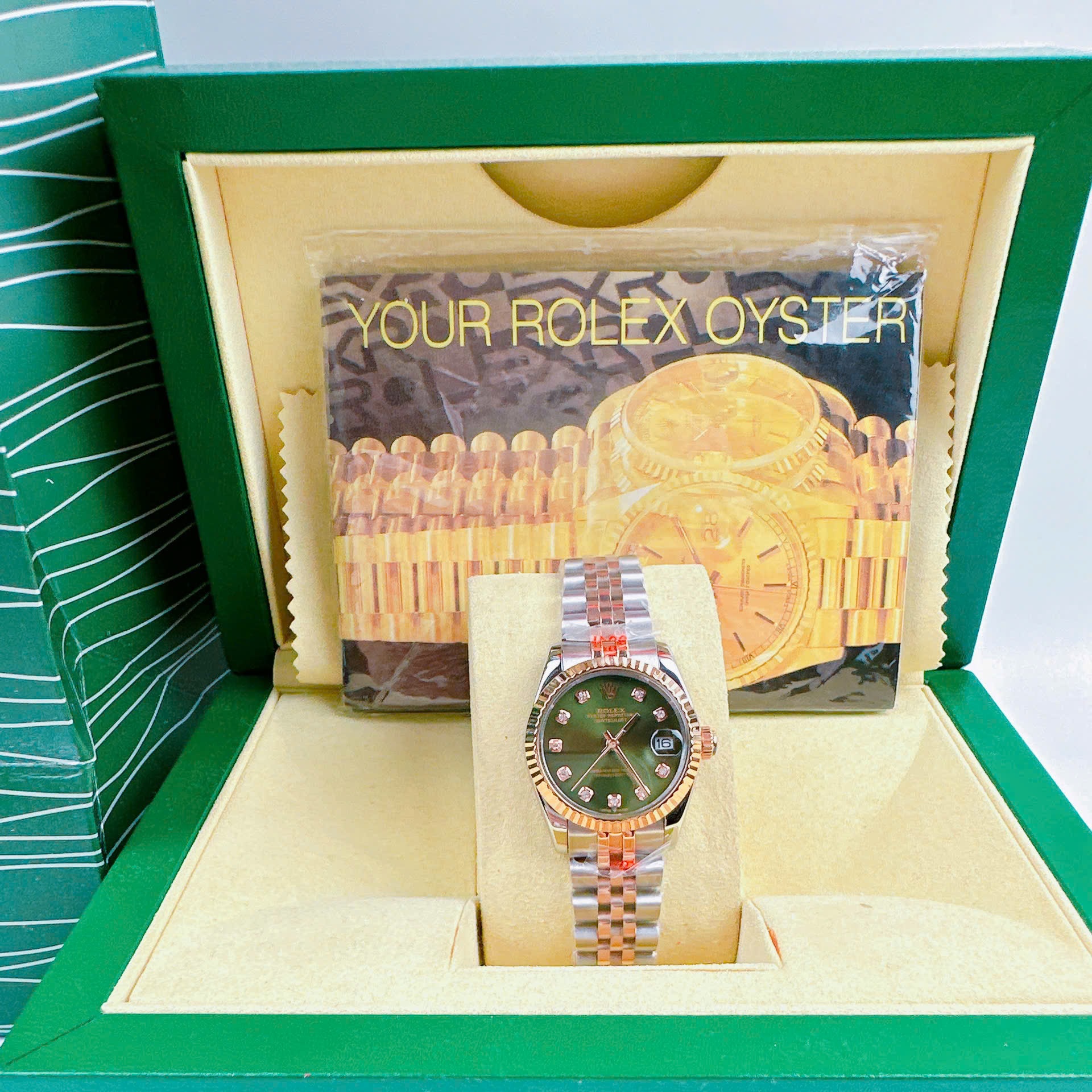 Đồng Hồ Rolex Niềng Khía |Nữ Giới |Xanh Lá |Dây Kim Loại Demi Rose |Máy Pin (Máy Quartz) |Size 31mm |donghogiatot.vn