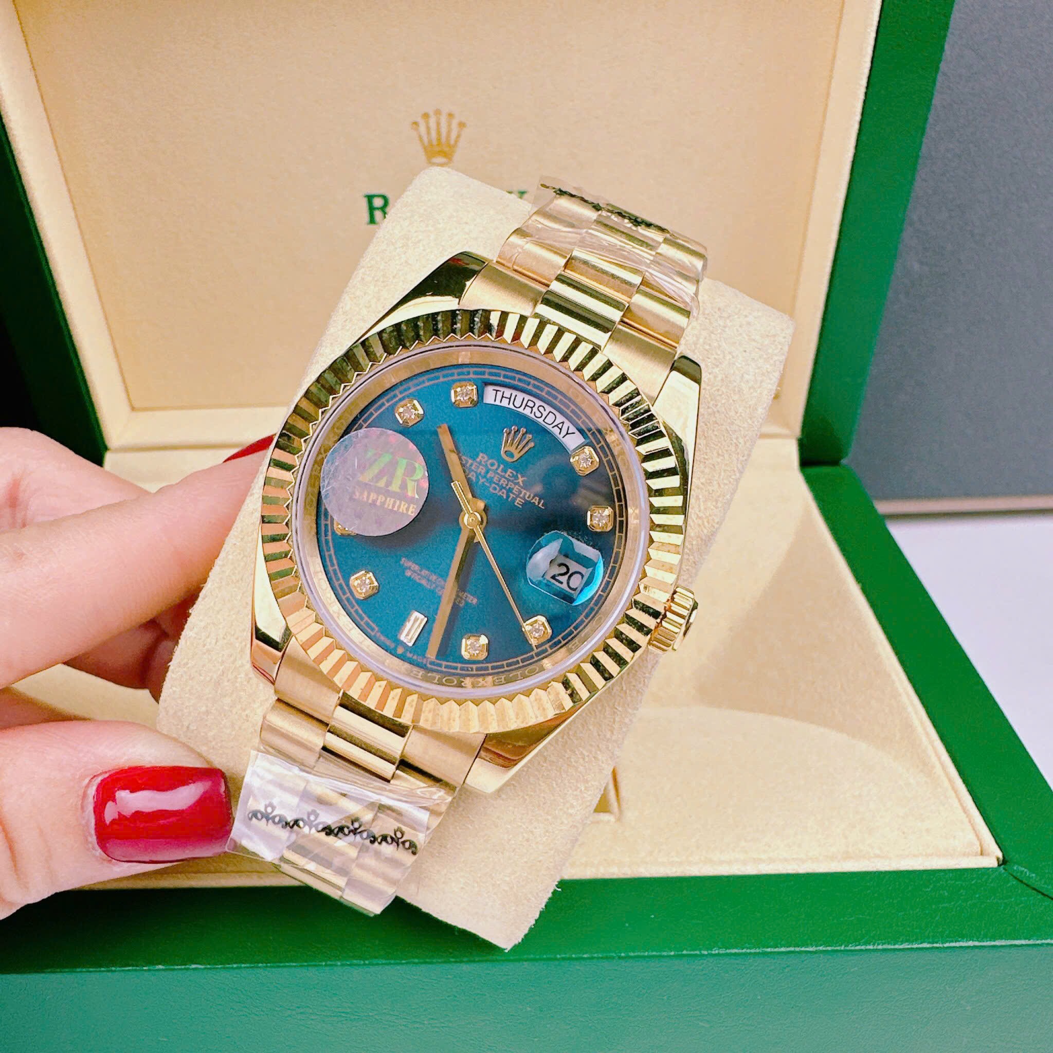 Đồng Hồ Rolex 2 Lịch |Nam Giới |Xanh Dương |Niềng Khía |Dây Kim Loại Vàng |Máy cơ (Automatic) |Size 41mm |donghogiatot.vn