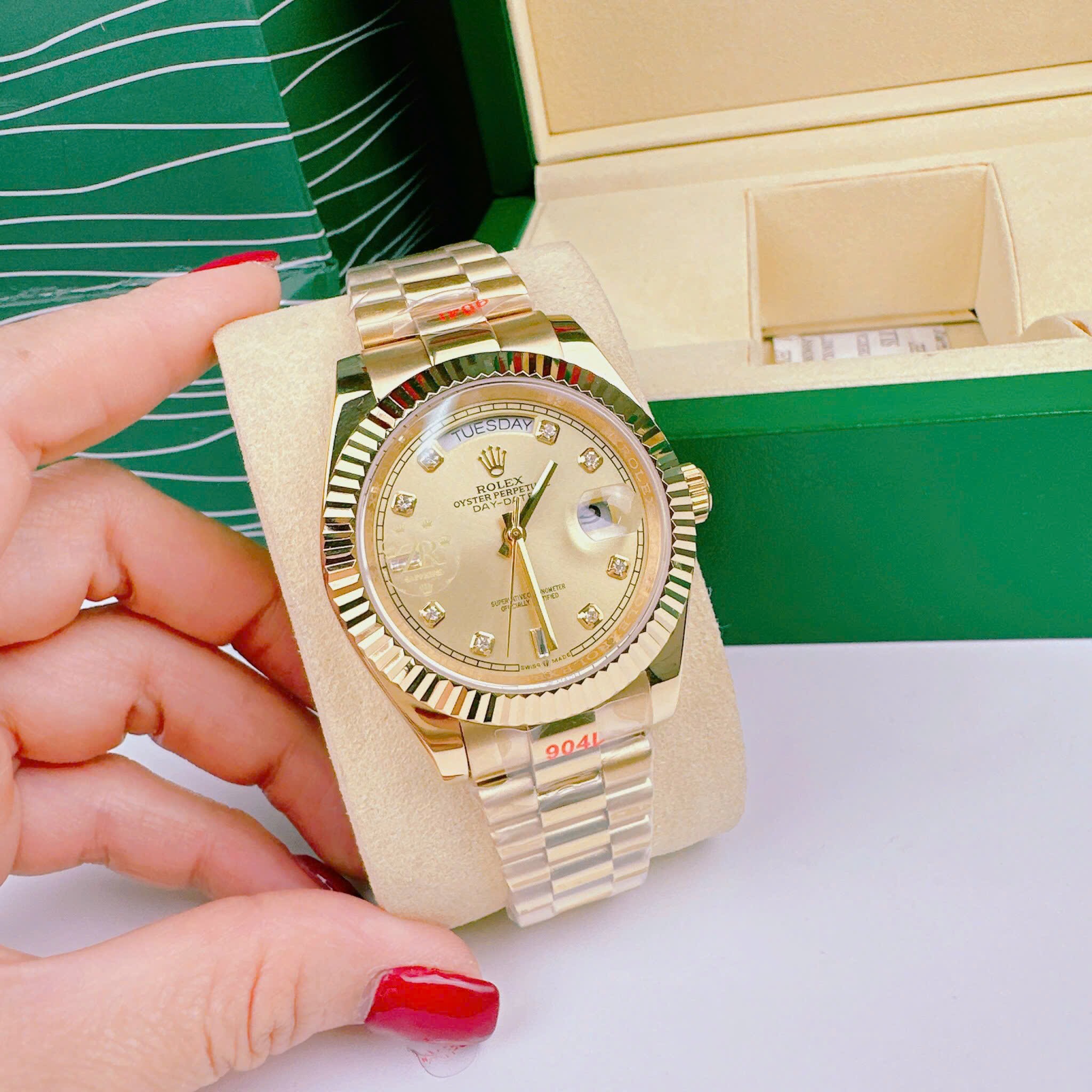 Đồng Hồ Rolex 2 Lịch |Nam Giới |Niềng Khía |Dây Kim Loại Vàng |Máy cơ (Automatic) |Size 41mm |donghogiatot.vn