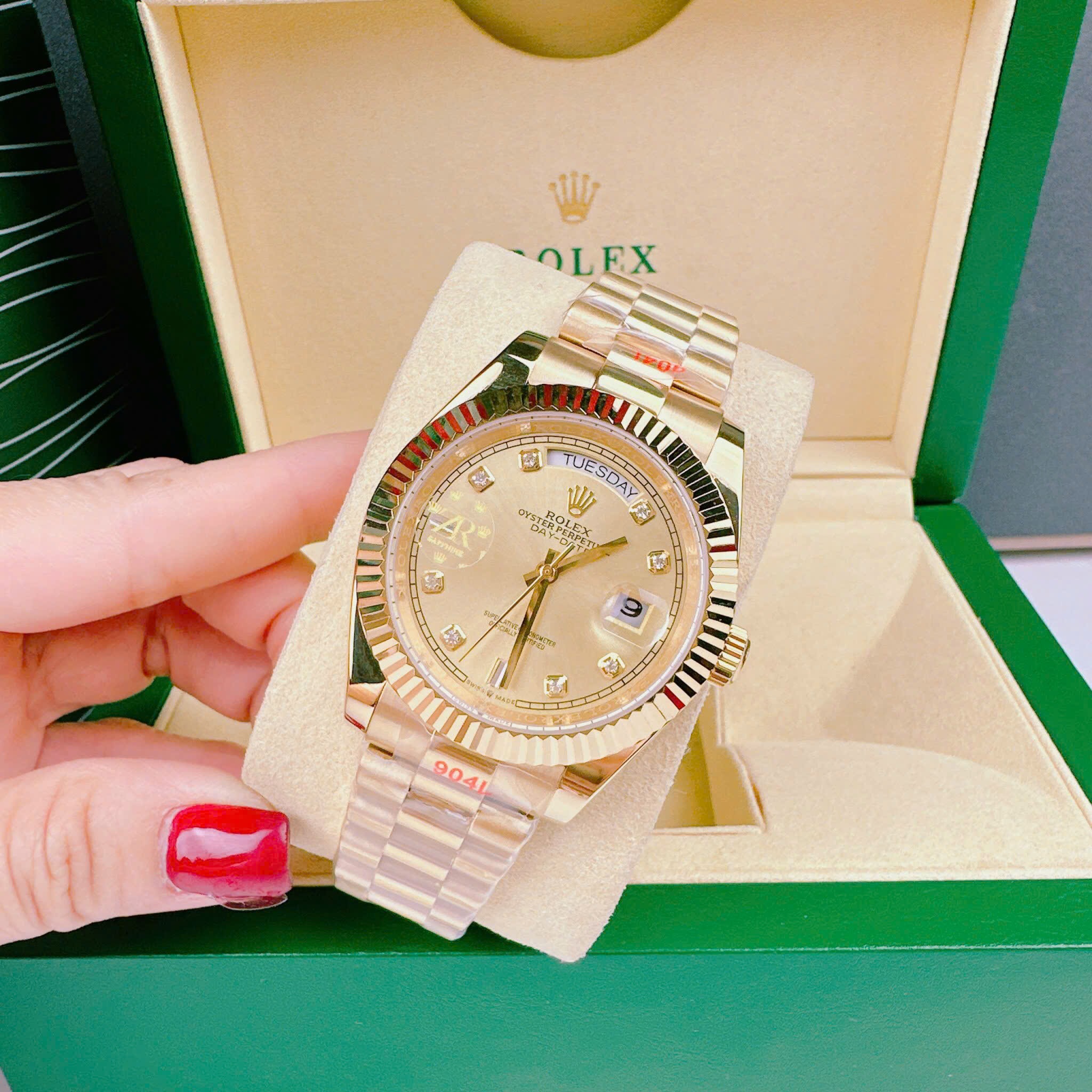 Đồng Hồ Rolex 2 Lịch |Nam Giới |Niềng Khía |Dây Kim Loại Vàng |Máy cơ (Automatic) |Size 41mm |donghogiatot.vn