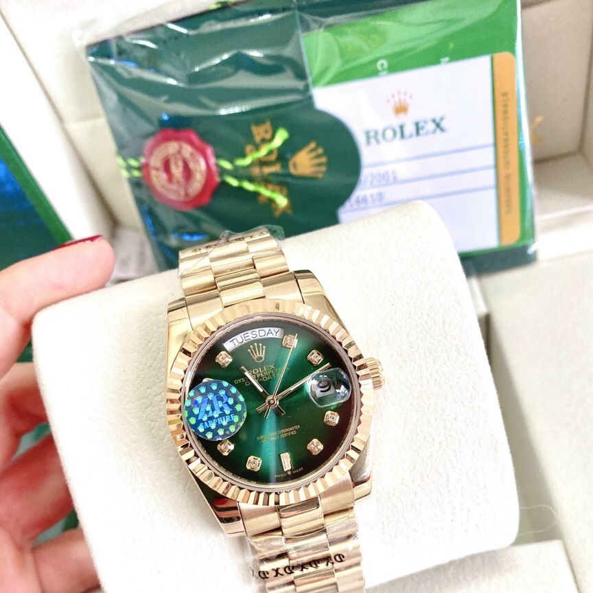 Đồng Hồ Rolex 2 Lịch |Nam Giới |Xanh Lá |Niềng Khía |Dây Kim Loại Vàng |Máy Cơ (Automatic) |Size 41mm |donghogiatot.vn