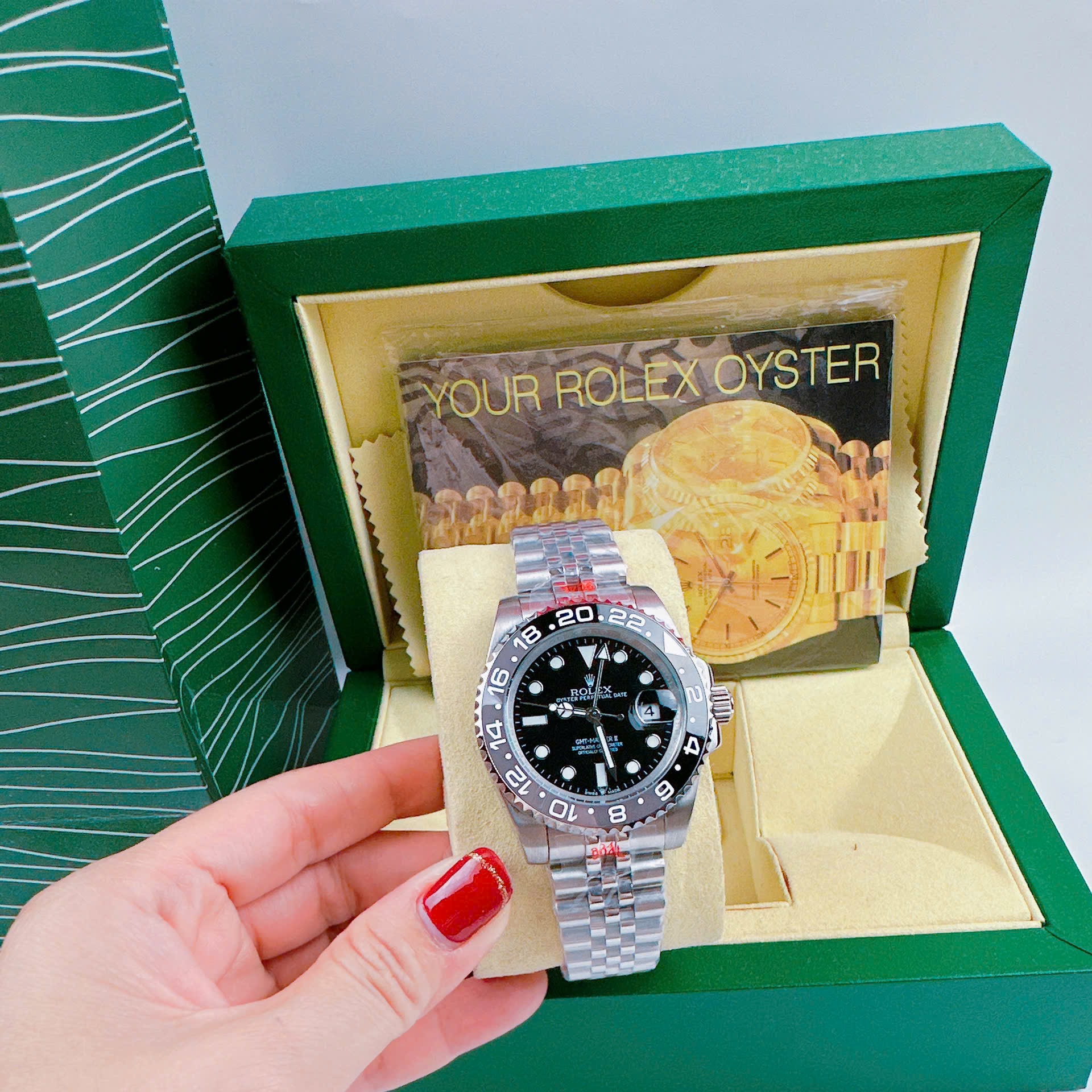Đồng Hồ Rolex GMT Master II |Nam Giới |Niềng Xám Đen |Dây Kim Loại Silver |Máy Cơ (Automatic) |Size 40mm |donghogiatot.vn