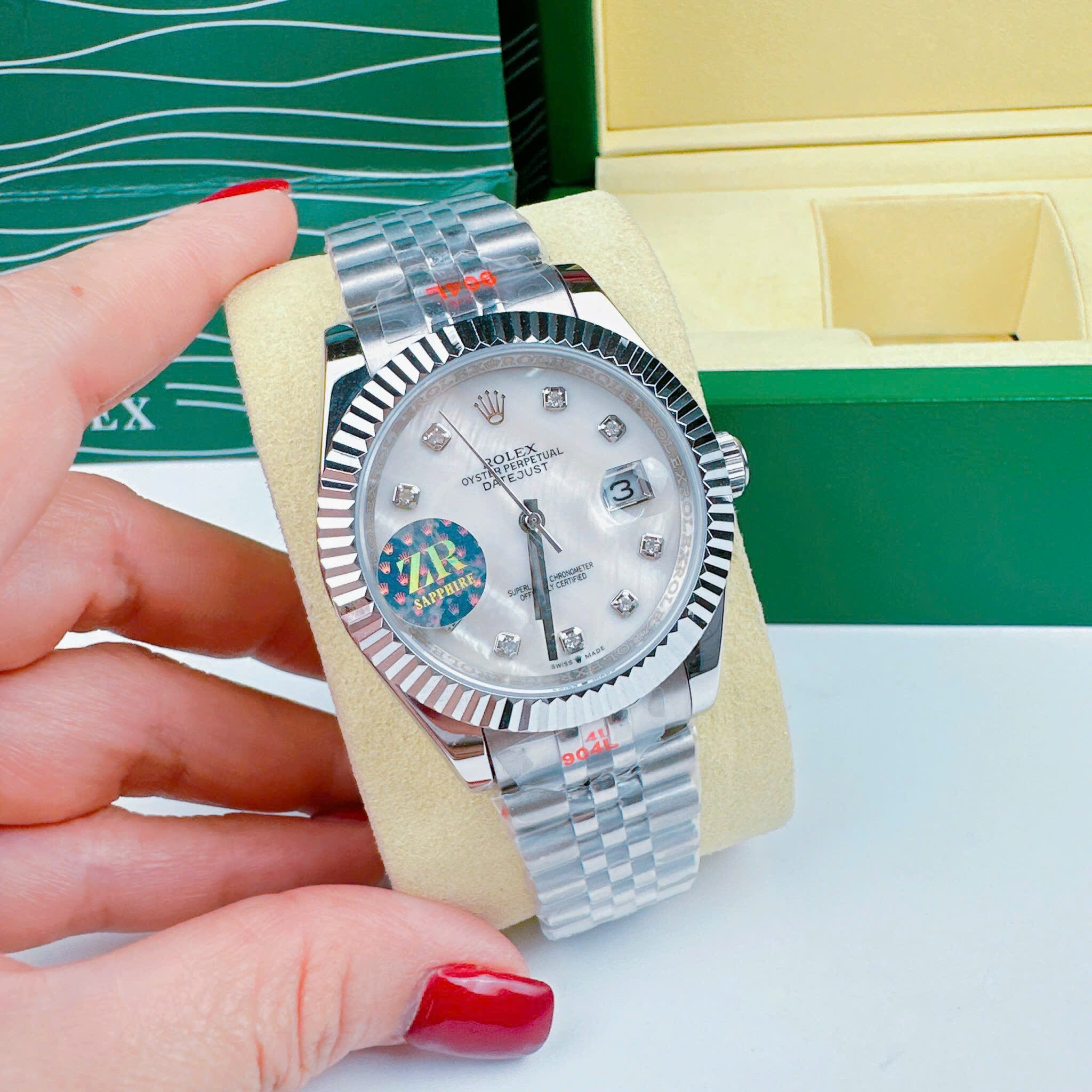 Đồng Hồ Rolex Niềng Khía |Nam Giới |Mặt Trắng |Dây Kim Loại Silver |Máy Cơ (Automatic) |Size 41mm |donghogiatot.vn