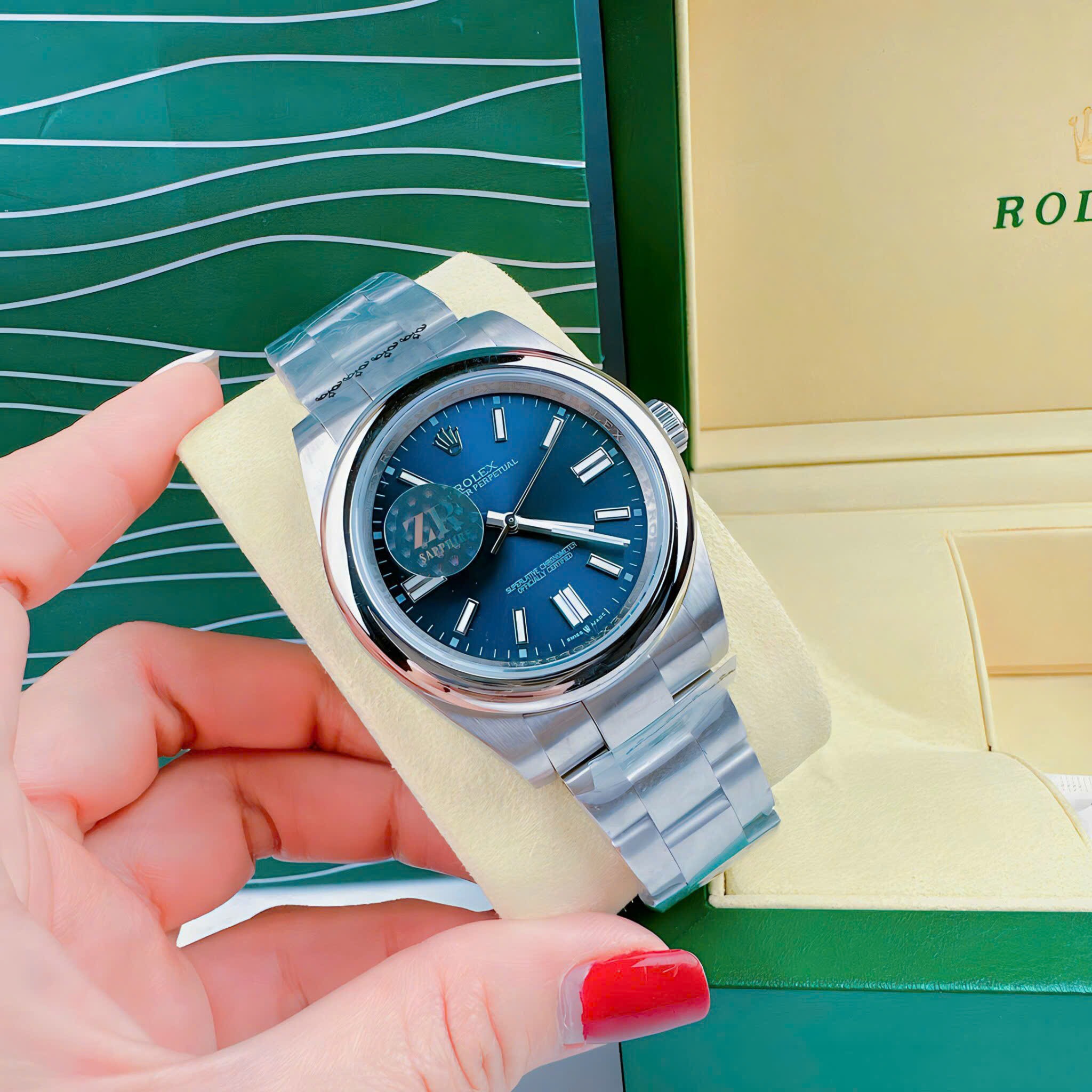 Đồng Hồ Rolex Oyster Perpetual |Nam Giới |Mặt Xanh Dương |Dây Kim Loại Silver |Máy Cơ (Automatic) |Size 41mm |donghogiatot.vn