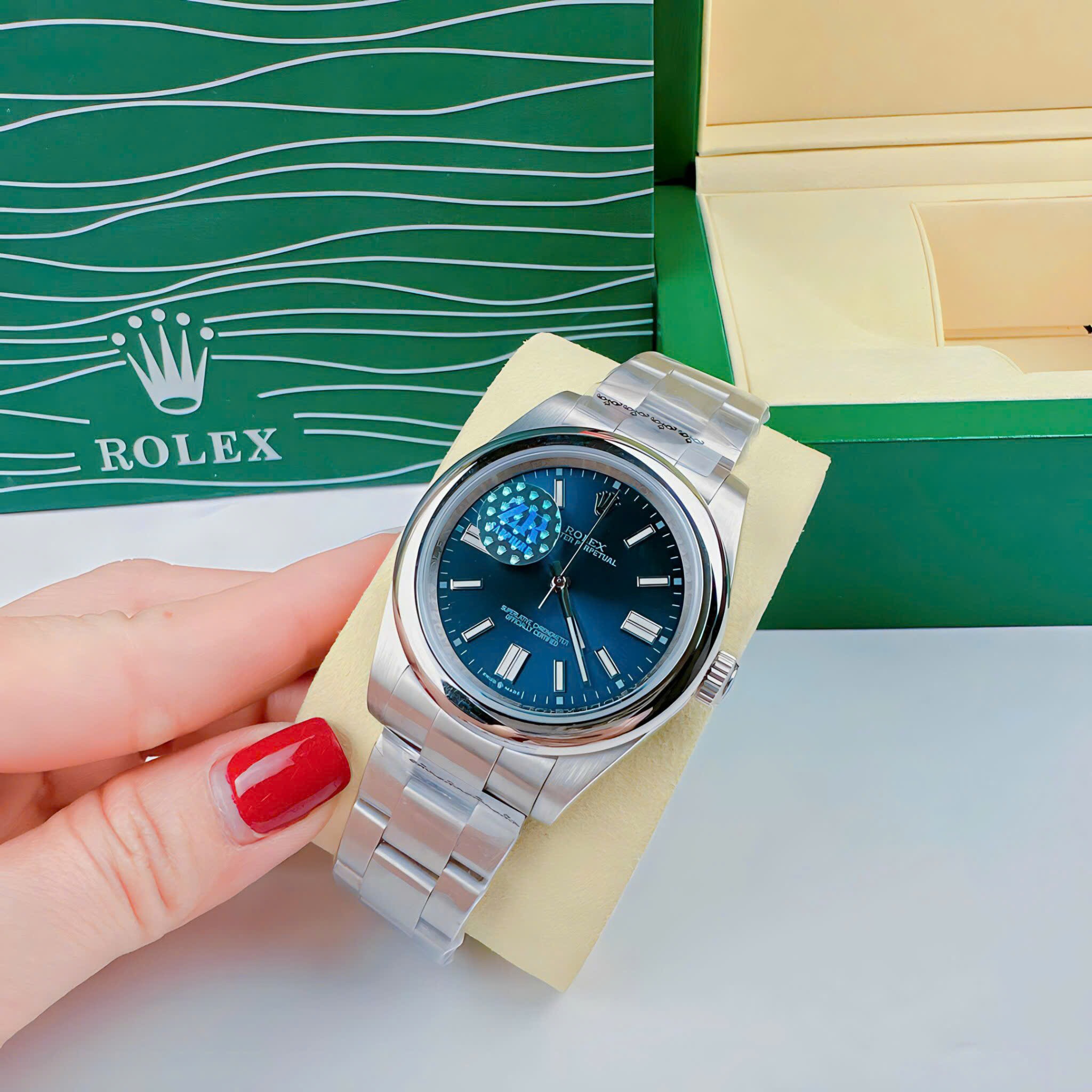Đồng Hồ Rolex Oyster Perpetual |Nam Giới |Mặt Xanh Dương |Dây Kim Loại Silver |Máy Cơ (Automatic) |Size 41mm |donghogiatot.vn