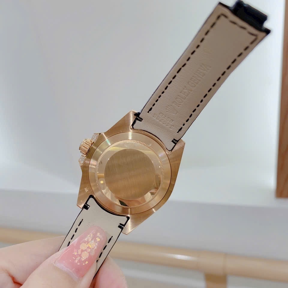 Đồng Hồ Rolex Submariner |Nam Giới |Đính Đá Vàng Gold |Dây Da Đen |Máy Cơ (Automatic) |Size 41mm |donghogiatot.vn