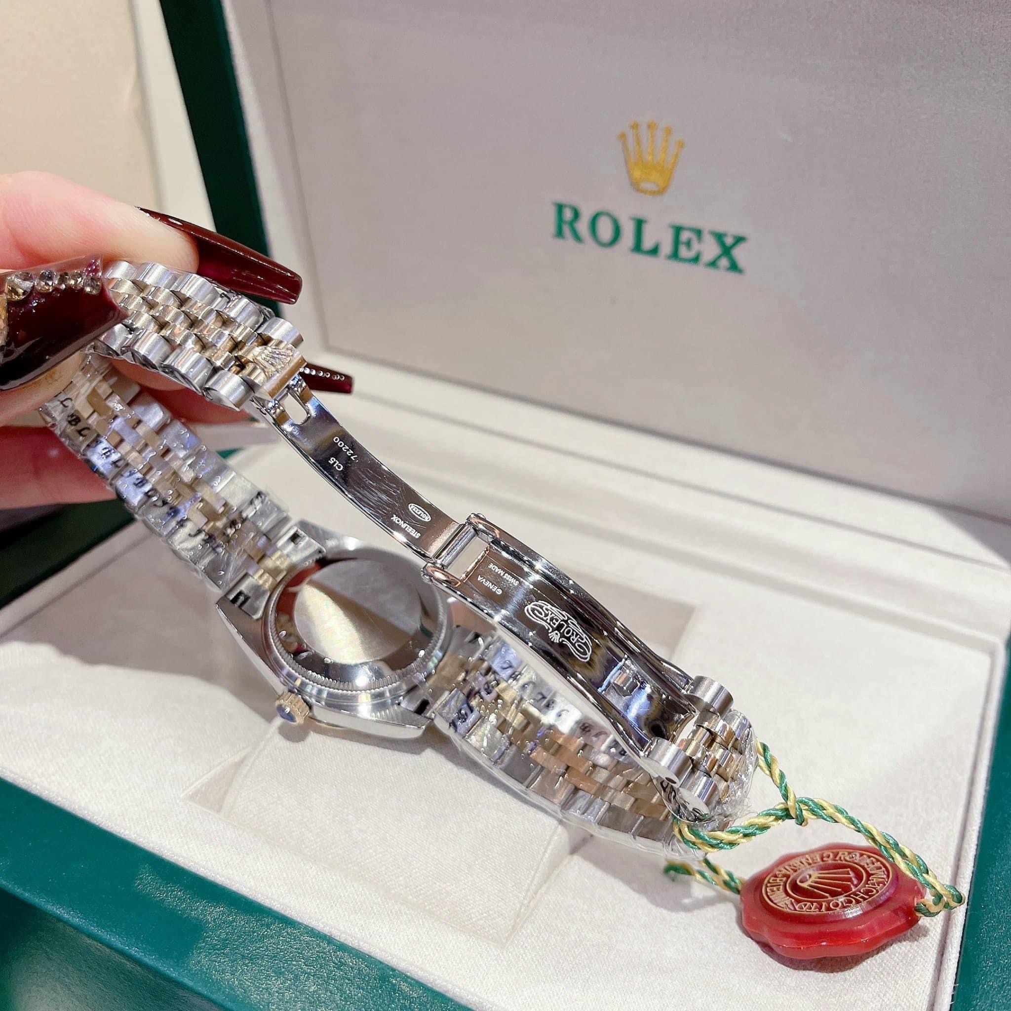 Đồng Hồ Rolex Đính Đá |Nữ Giới |Mặt Xanh Ngọc |Dây Kim Loại Demi Vàng Gold |Máy Pin (Máy Quartz) |Size 31mm |donghogiatot.vn