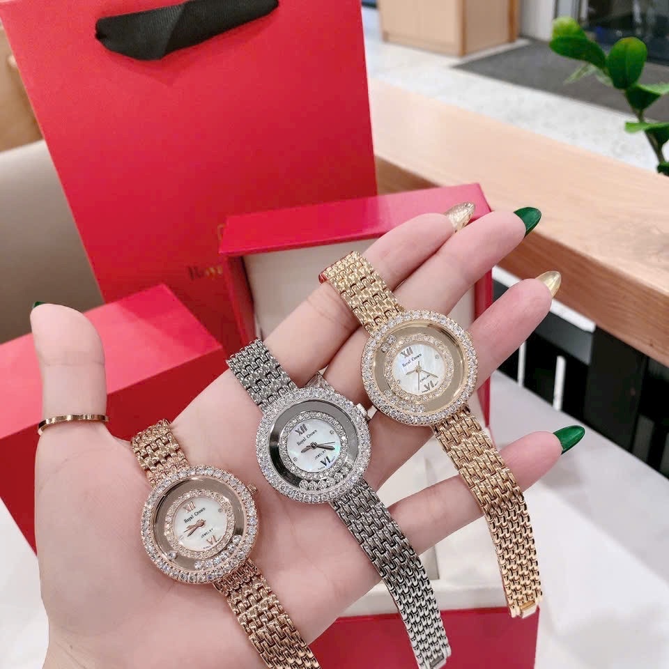 Đồng Hồ Royal Crown Đính Đá Chạy |Nữ Giới |Dây Kim Loại Rose Gold |Máy Pin (Quartz) |Size 32mm |donghogiatot.vn