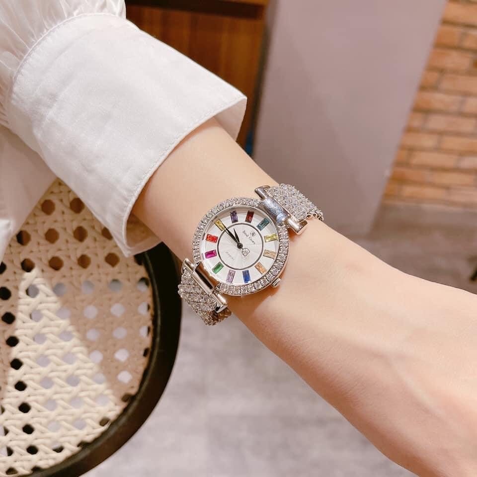 Đồng Hồ Royal Crown Đính Đá Nhiều Màu |Nữ Giới |Dây Kim Loại Trắng Silver |Máy Pin (Quartz) |Size 36mm |donghogiatot.vn