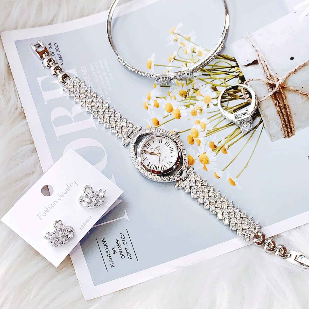 Đồng Hồ Royal Crown Mặt Oval |Nữ Giới |Số La Mã |Lắc Tay Đính Đá |Máy Pin (Quartz) |Size 32mm |donghogiatot.vn