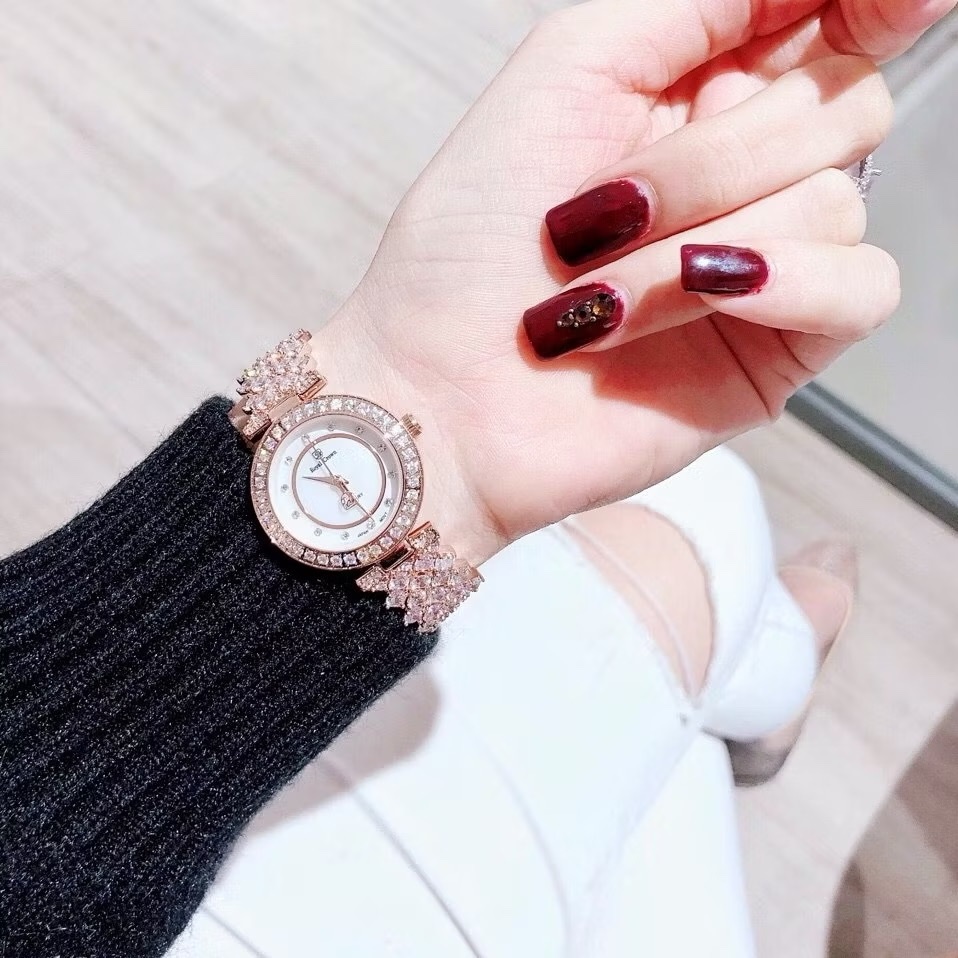 Đồng Hồ Royal Crown Mặt Trắng |Nữ Giới |Rose Gold |Dây Kim Loại Đính Đá |Máy Pin (Quartz) |Size 30mm |donghogiatot.vn