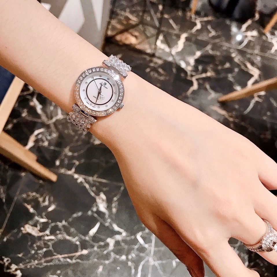 Đồng Hồ Royal Crown Mặt Trắng |Nữ Giới |Silver |Dây Kim Loại Đính Đá |Máy Pin (Quartz) |Size 30mm |donghogiatot.vn