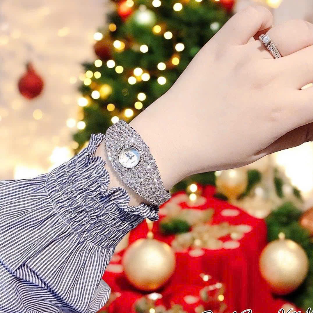 Đồng Hồ Royal Crown Mặt Tròn |Nữ Giới |Silver |Vòng Tay Full Đá Swarovski |Máy Pin (Quartz) |Size 34mm |donghogiatot.vn