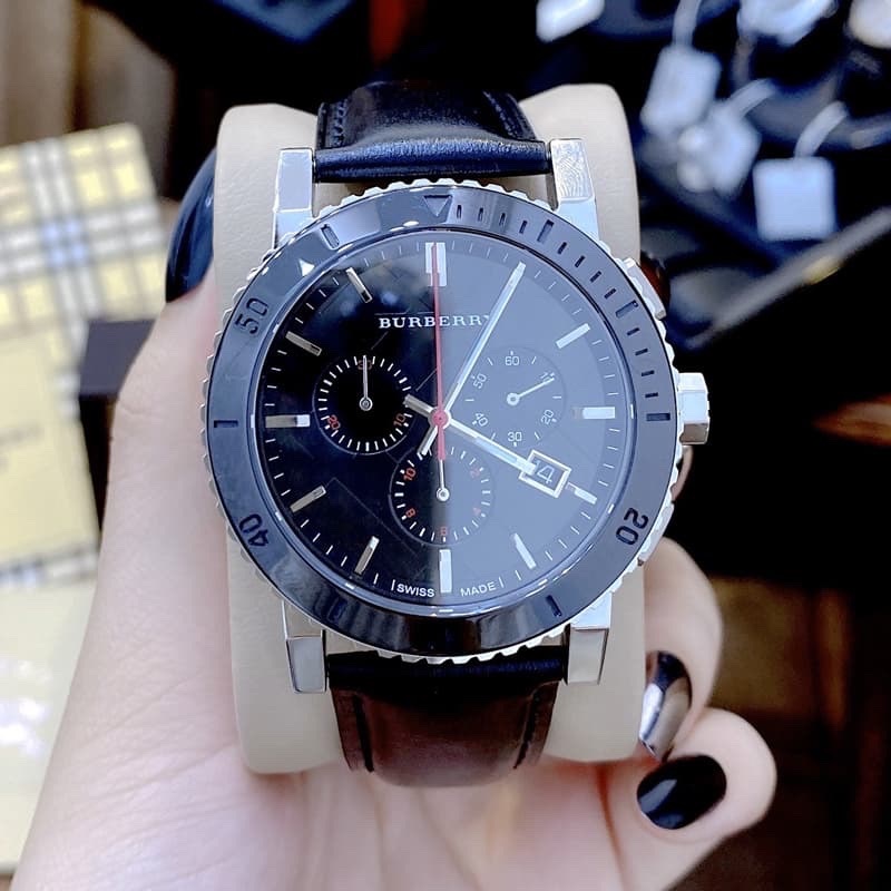 Đồng Hồ Burberry The City |Nam Giới |Mặt Chronograph |Dây Da Đen |Máy Pin (Quartz) |Size 42mm |donghogiatot.vn
