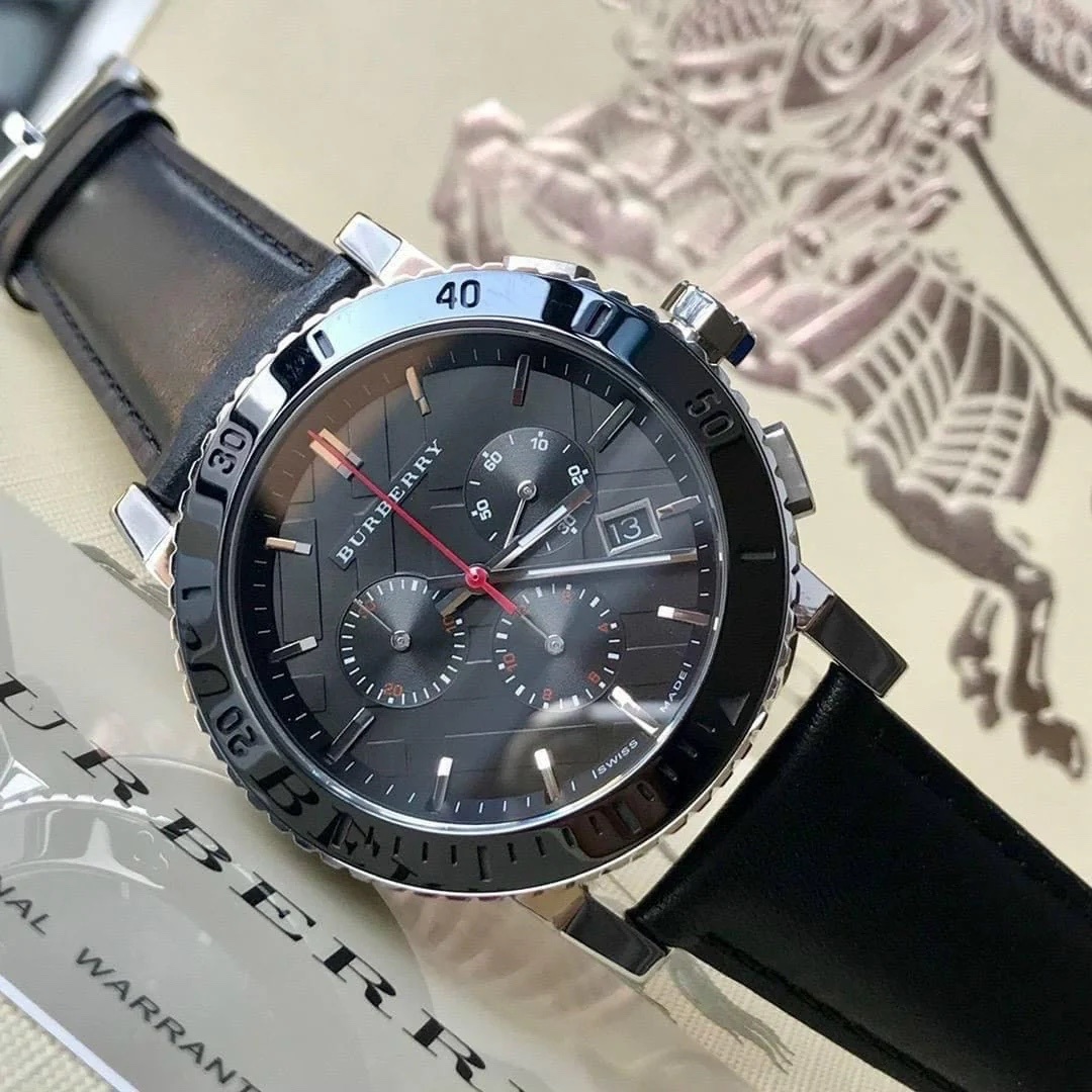 Đồng Hồ Burberry The City |Nam Giới |Mặt Chronograph |Dây Da Đen |Máy Pin (Quartz) |Size 42mm |donghogiatot.vn