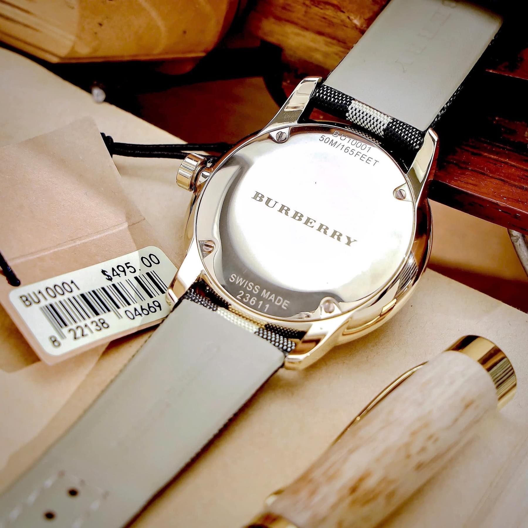 Đồng Hồ Burberry Honey Check |Nam Giới |Vàng Gold |Dây Vải Sọc |Máy Pin (Quartz) |Size 40mm |donghogiatot.vn