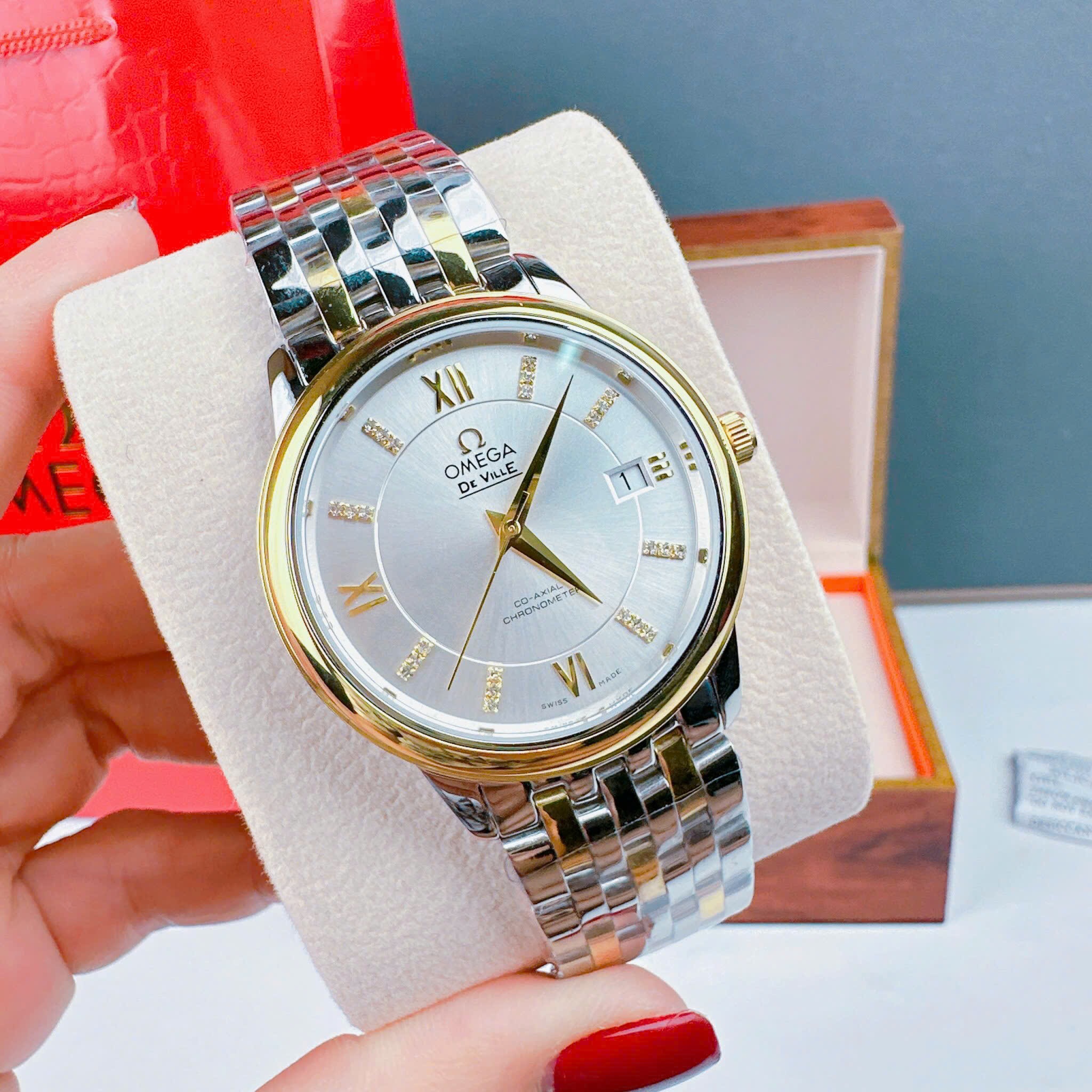 Đồng Hồ Omega Deville |Nam giới |Mặt Trắng |Dây Kim Loại |Demi Vàng Gold |Máy Cơ (Automatic) |Donghogiatot.vn