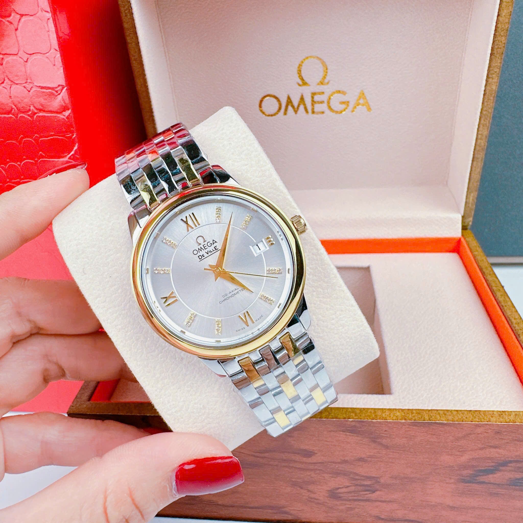 Đồng Hồ Omega Deville |Nam giới |Mặt Trắng |Dây Kim Loại |Demi Vàng Gold |Máy Cơ (Automatic) |Donghogiatot.vn