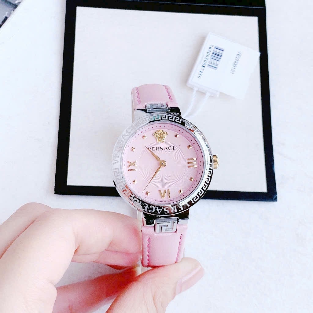 Đồng Hồ Versace Damenuhr Greca |Nữ Giới |Silver |Dây Da Màu Hồng |Máy Pin (Quartz) |Size 36mm |donghogiatot.vn
