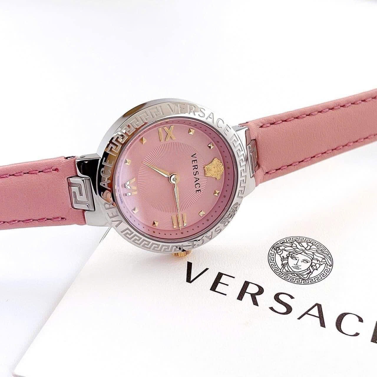 Đồng Hồ Versace Damenuhr Greca |Nữ Giới |Silver |Dây Da Màu Hồng |Máy Pin (Quartz) |Size 36mm |donghogiatot.vn