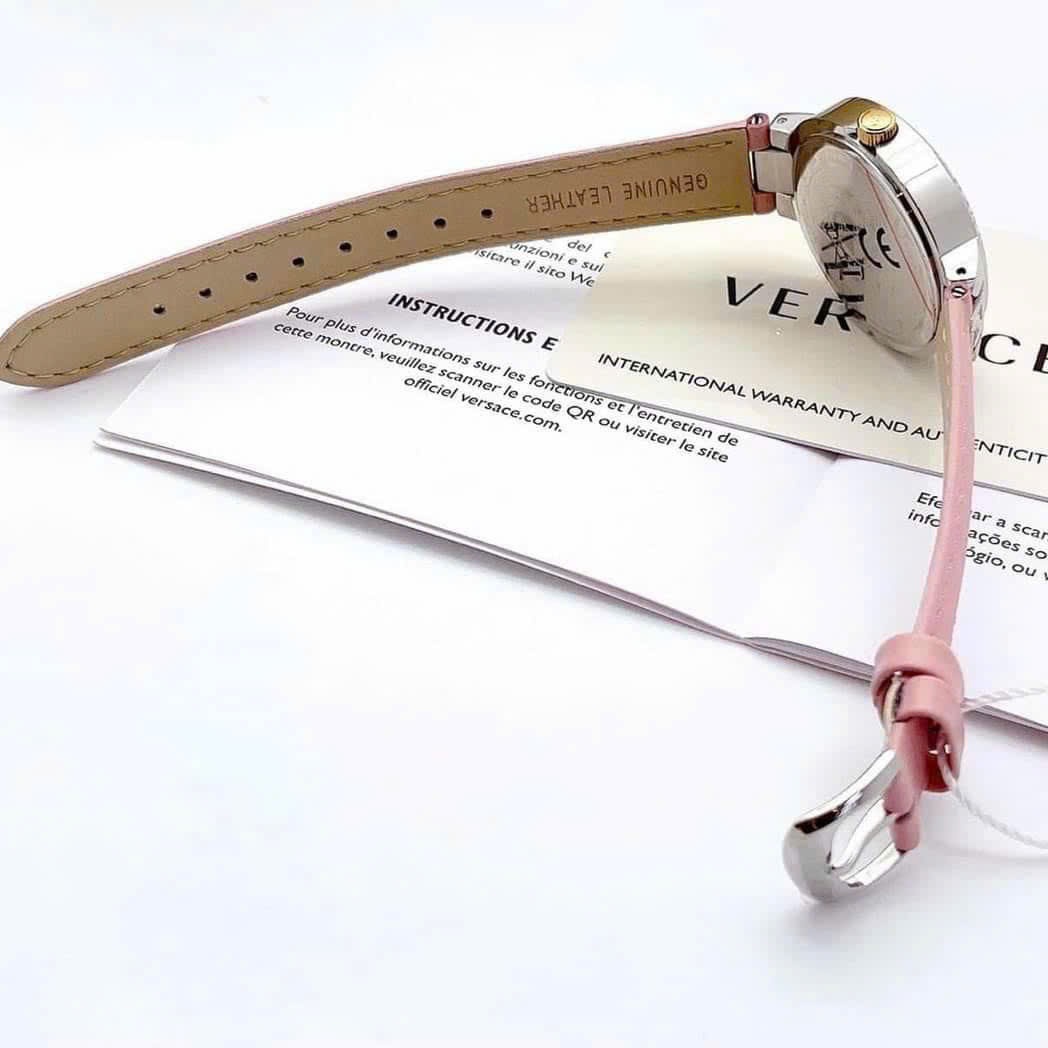 Đồng Hồ Versace Damenuhr Greca |Nữ Giới |Silver |Dây Da Màu Hồng |Máy Pin (Quartz) |Size 36mm |donghogiatot.vn