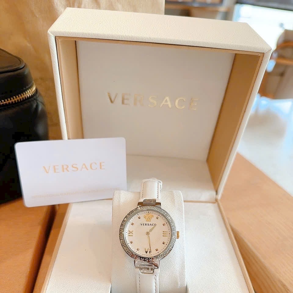 Đồng Hồ Versace Damenuhr Greca |Nữ Giới |Silver |Dây Da Màu Trắng |Máy Pin (Quartz) |Size 36mm |donghogiatot.vn
