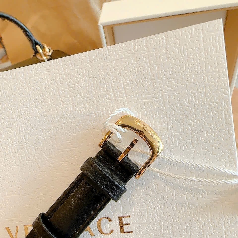 Đồng Hồ Versace Damenuhr Greca |Nữ Giới |Vàng Gold |Dây Da Màu Đen |Máy Pin (Quartz) |Size 36mm |donghogiatot.vn