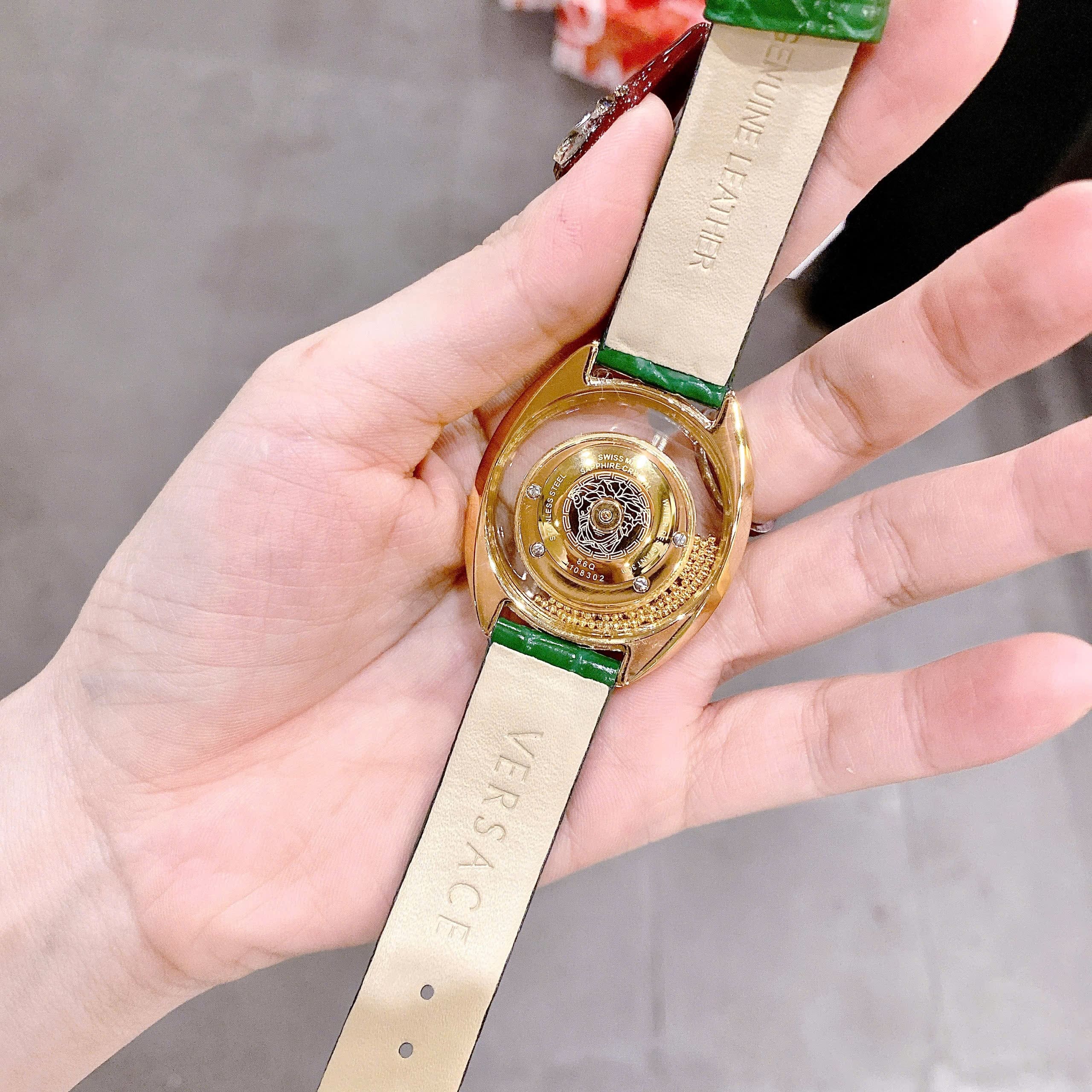 Đồng Hồ Versace Destiny Spirit |Nữ Giới |Vàng Gold |Dây Da Xanh Lá |Máy Pin (Quartz) |Size 36mm |donghogiatot.vn