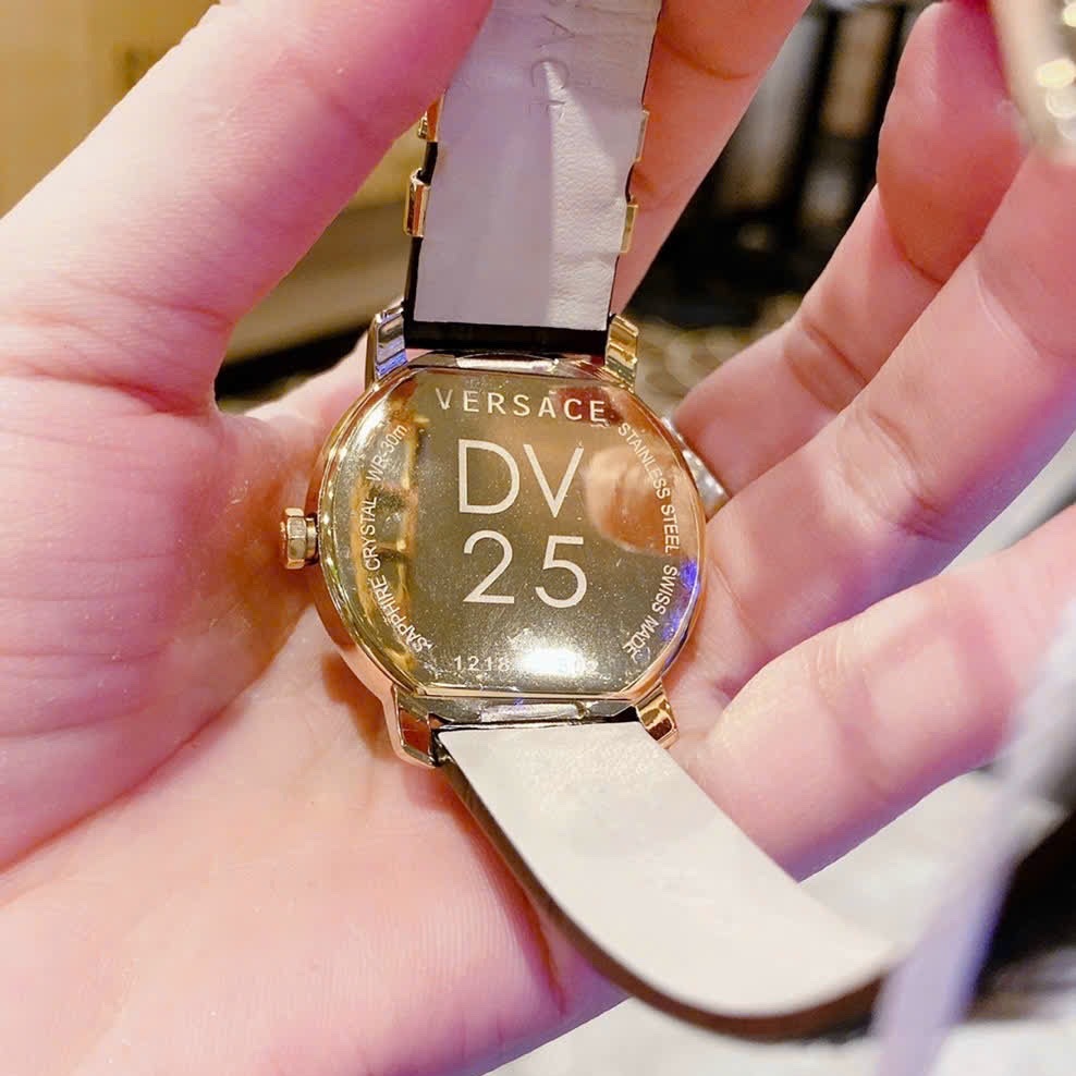 Đồng Hồ Versace DV-25 |Nữ Giới |Mặt Tròn |Đính Đá |Dây Da Đen |Máy Pin (Quartz) |Size 36mm |donghogiatot.vn