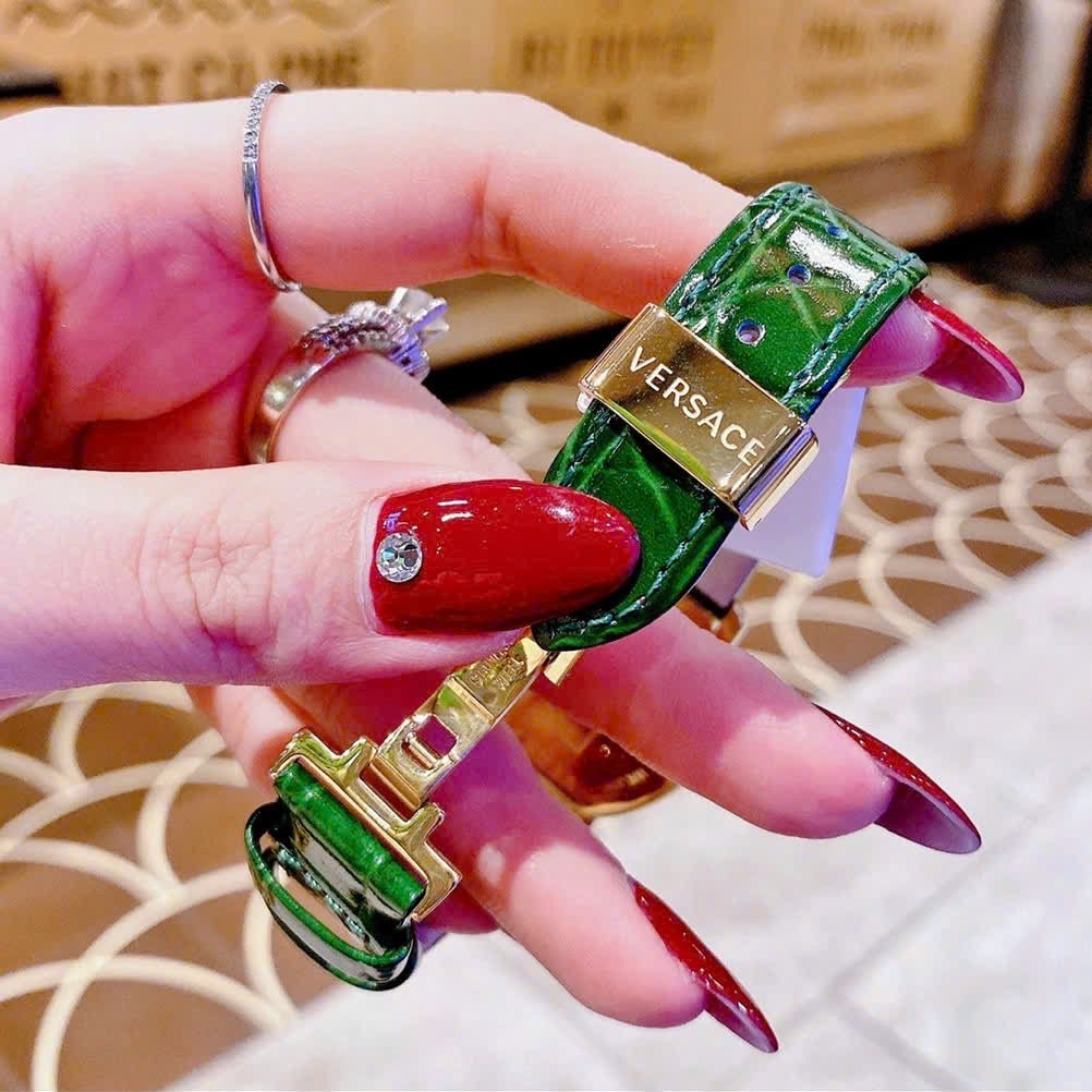 Đồng Hồ Versace DV-25 |Nữ Giới |Mặt Tròn |Đính Đá |Dây Da Xanh Lá |Máy Pin (Quartz) |Size 36mm |donghogiatot.vn