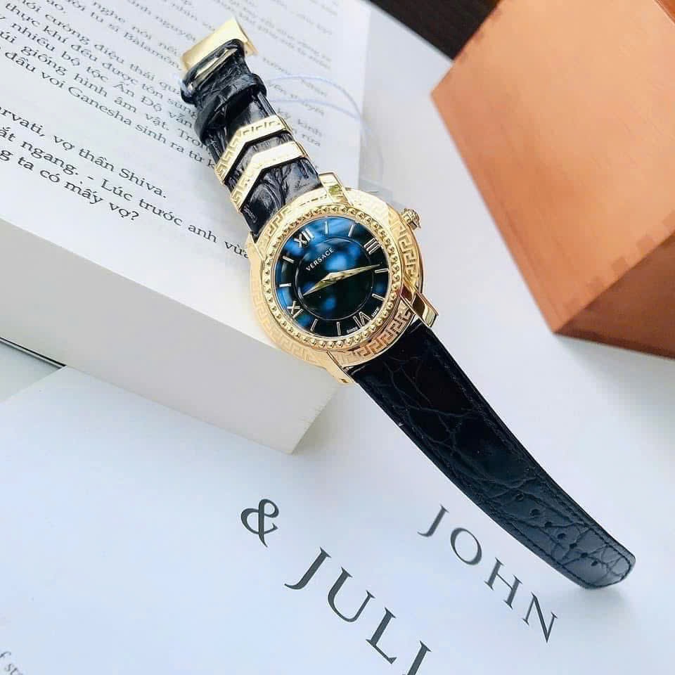 Đồng Hồ Versace DV-25 |Nữ Giới |Mặt Tròn |Vàng Gold |Dây Da Màu Đen |Máy Pin (Quartz) |Size 36mm |donghogiatot.vn